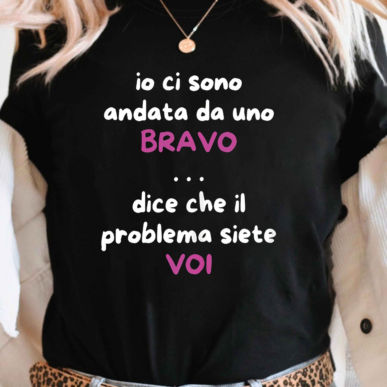 TEMU T-shirt da donna con italiana " Da Uno Dice Che Il Problema VOI" Maglietta divertente con detto - Camicetta casual a maniche corte e per outfit