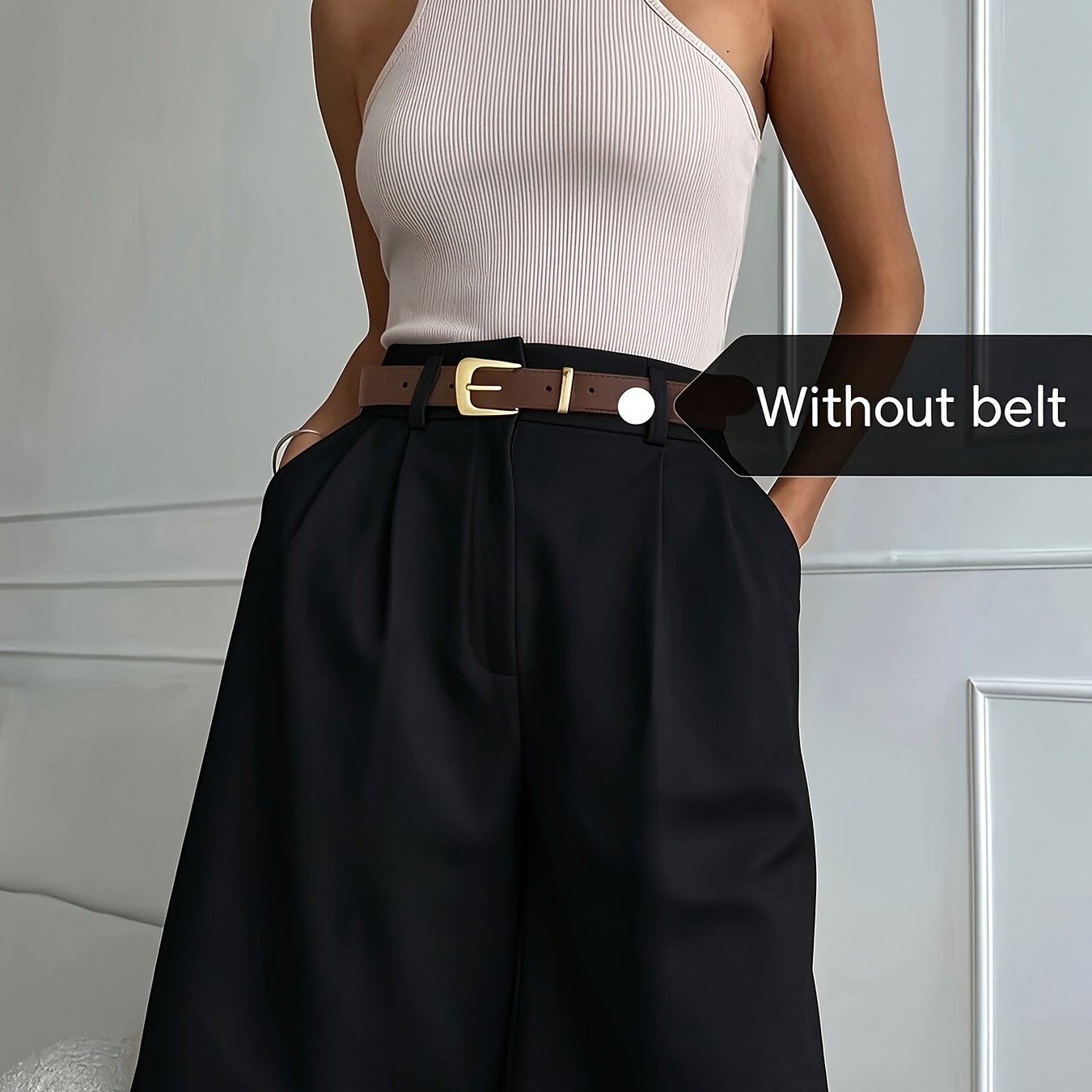 TEMU Women's Casual Pocket Shorts, Without Belt
