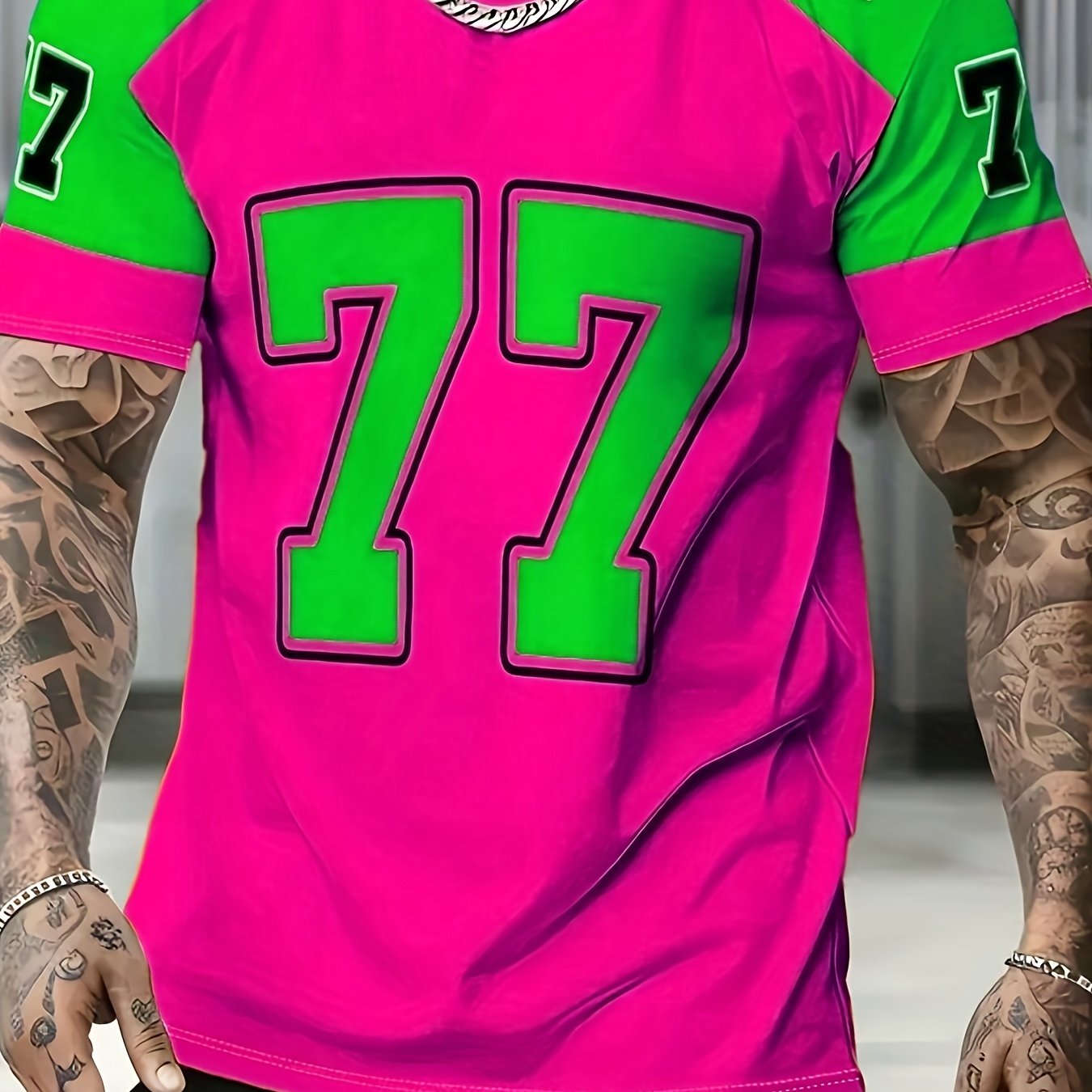 TEMU Men's Summer Creative T-shirt, Plus Size