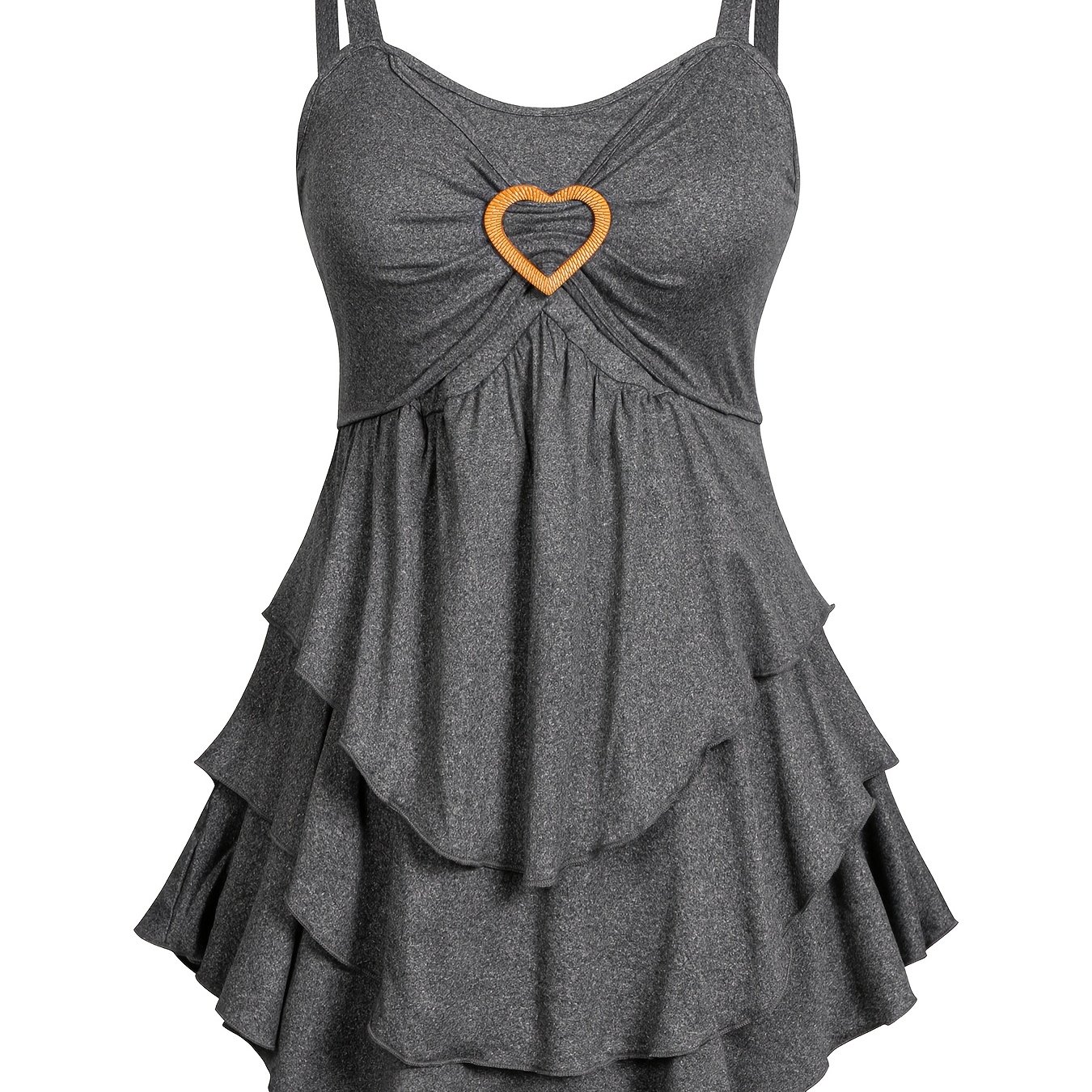 E-shop Plus Size - Plus Size - Plus Size Damen Einfarbig Herz Dekor Kuchen Etagen Weste Top