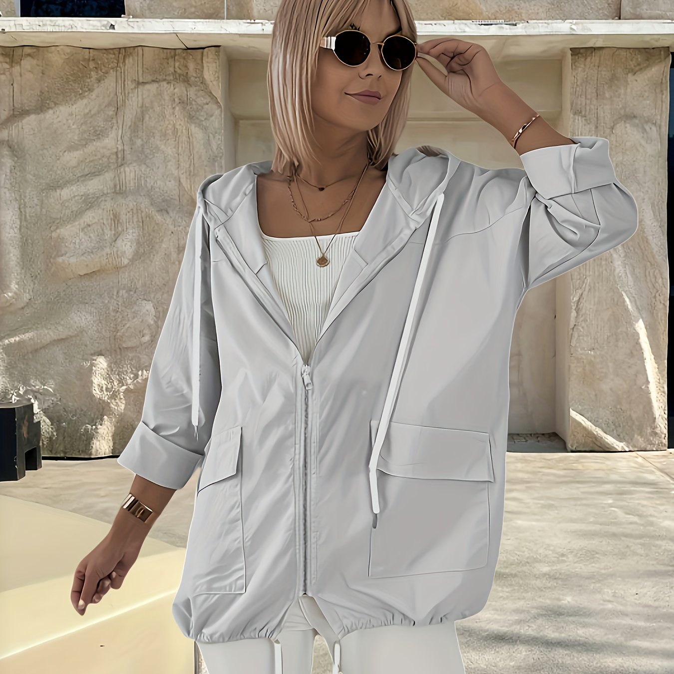 Women's Casual Thin Hooded Jacket