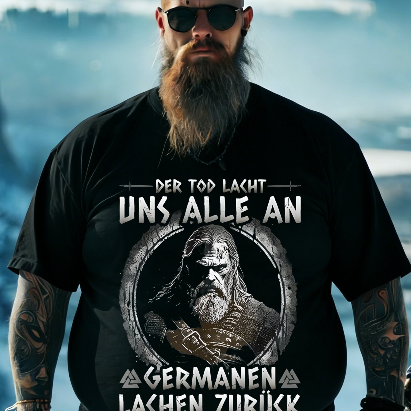 Men's T-shirt Black Graphic And German Text Design For Outdoor And Casual Wear, Plus Size