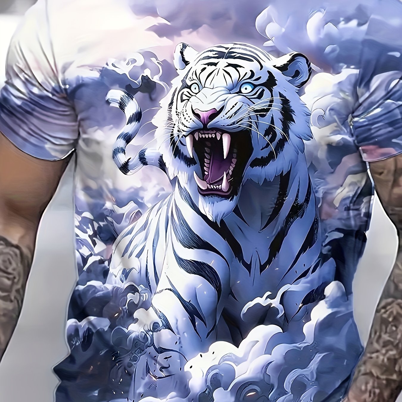 Image of Tiger T-shirt For Men 3d Animal 3d Print Men's Summer Short Sleeve Tee Male Oversized Top Casual Men's Clothing
