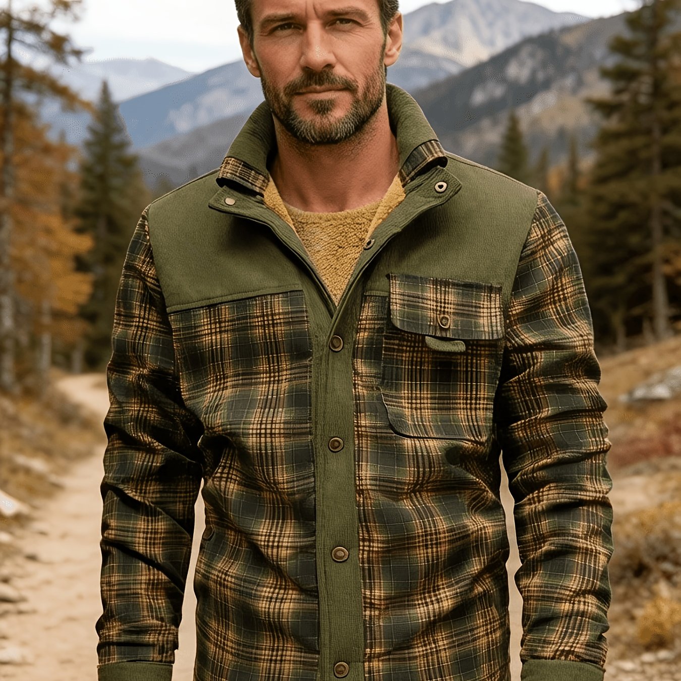 E-shop Herren Amerikanische Größe Herbst/Winter Fleecegefütterte Warme Karojacke