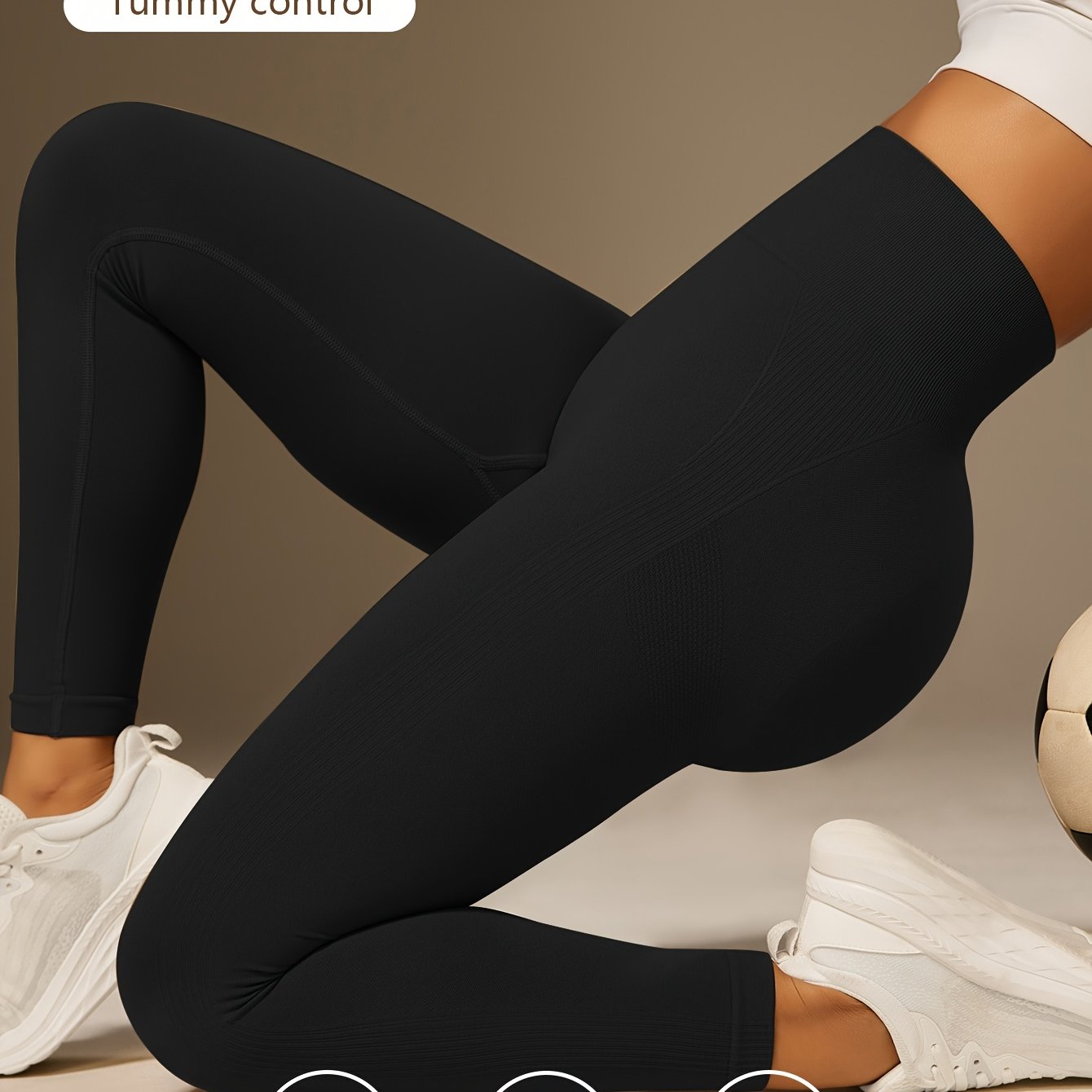 E-shop High Waist Einfarbige Nahtlose Yoga Leggings, Damen Activewear Weite Bund Fitness Lauf Workout Sport Hosen