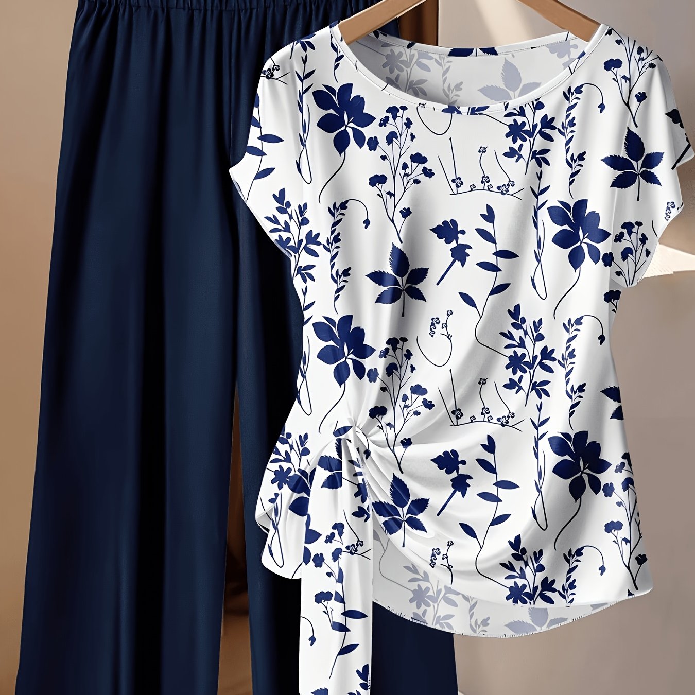 TEMU Plus Size Women's Fashion Casual Floral Print Top Popular Set