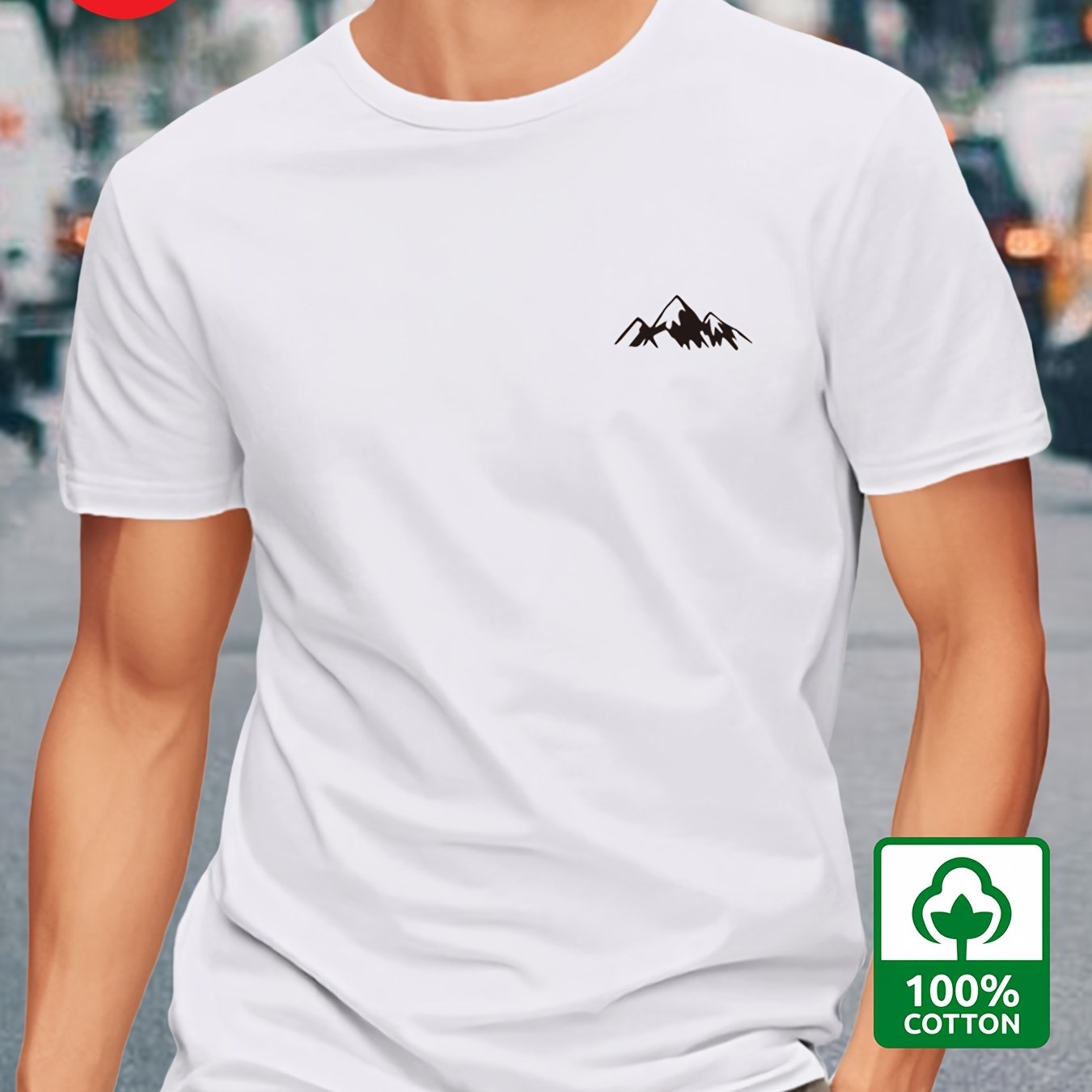 Image of T24-t240411-s Mountain 180g Men's Short Sleeve Print T-shirt