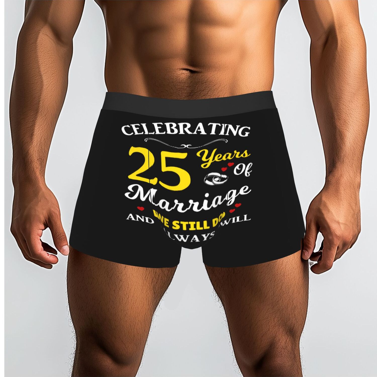 TEMU 1pc 25th Year Wedding Anniversary Underpants Breathable Panties Men's Underwear Ventilated Shorts Boxer Briefs
