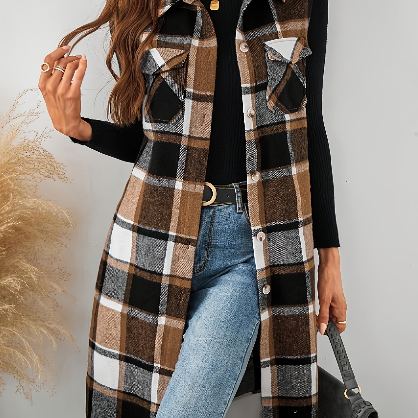 TEMU Pocket Sleeveless Casual Women's Vest Jacket