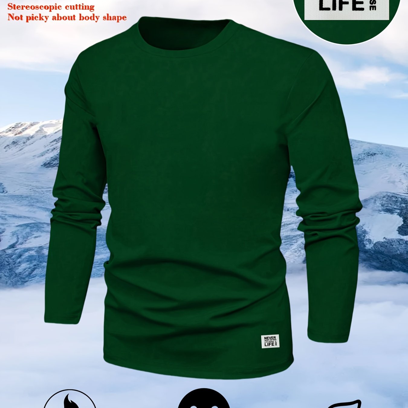TEMU 95% Polyester, 5% Spandex. Zhangzi Men's Casual Long-sleeve T-shirt, Essential Base Layer - Soft And Comfortable Fabric, Solid Color, Crew Neck,