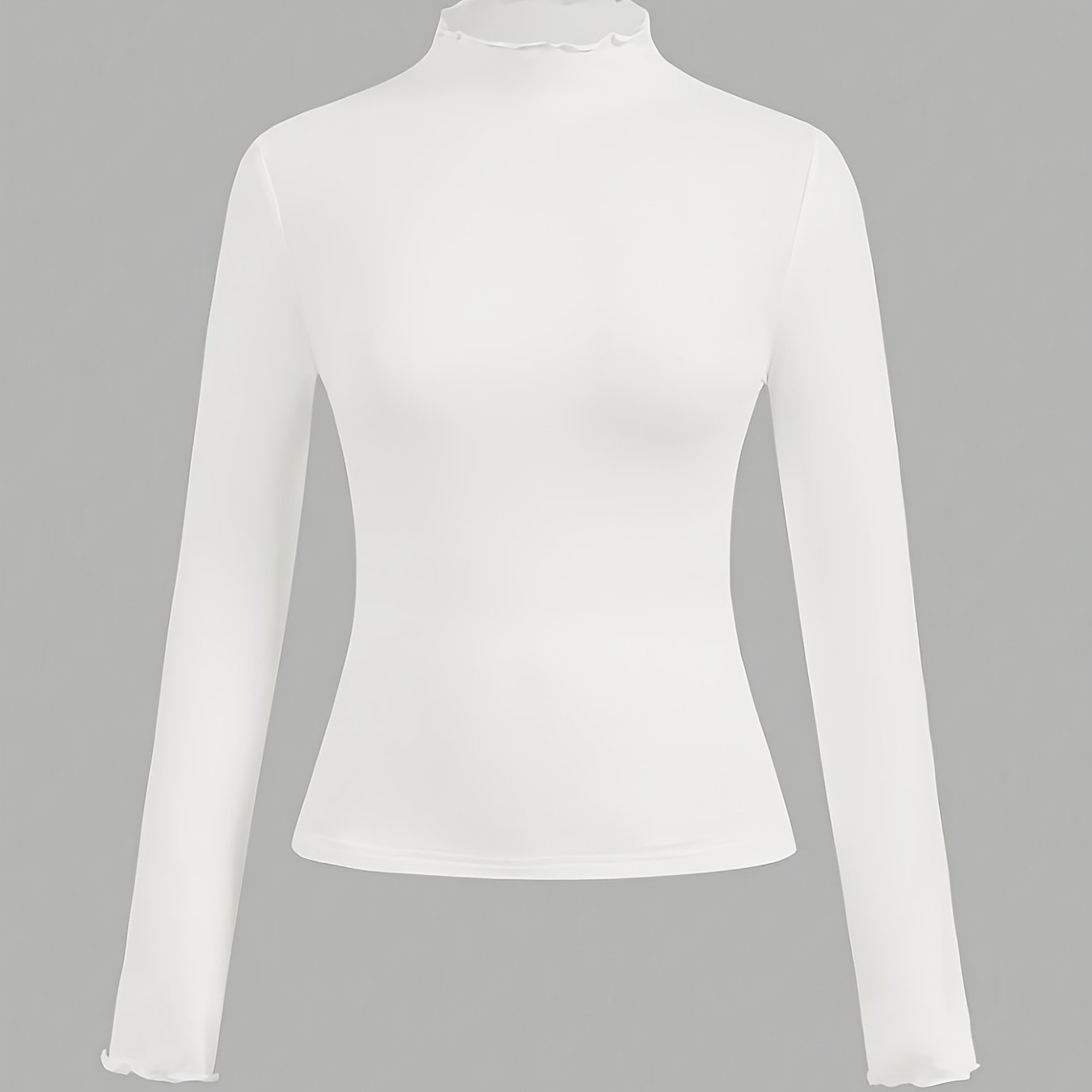 E-shop Damen Langarm T-Shirt in Unifarben mit hohem Kragen und als Basislayer