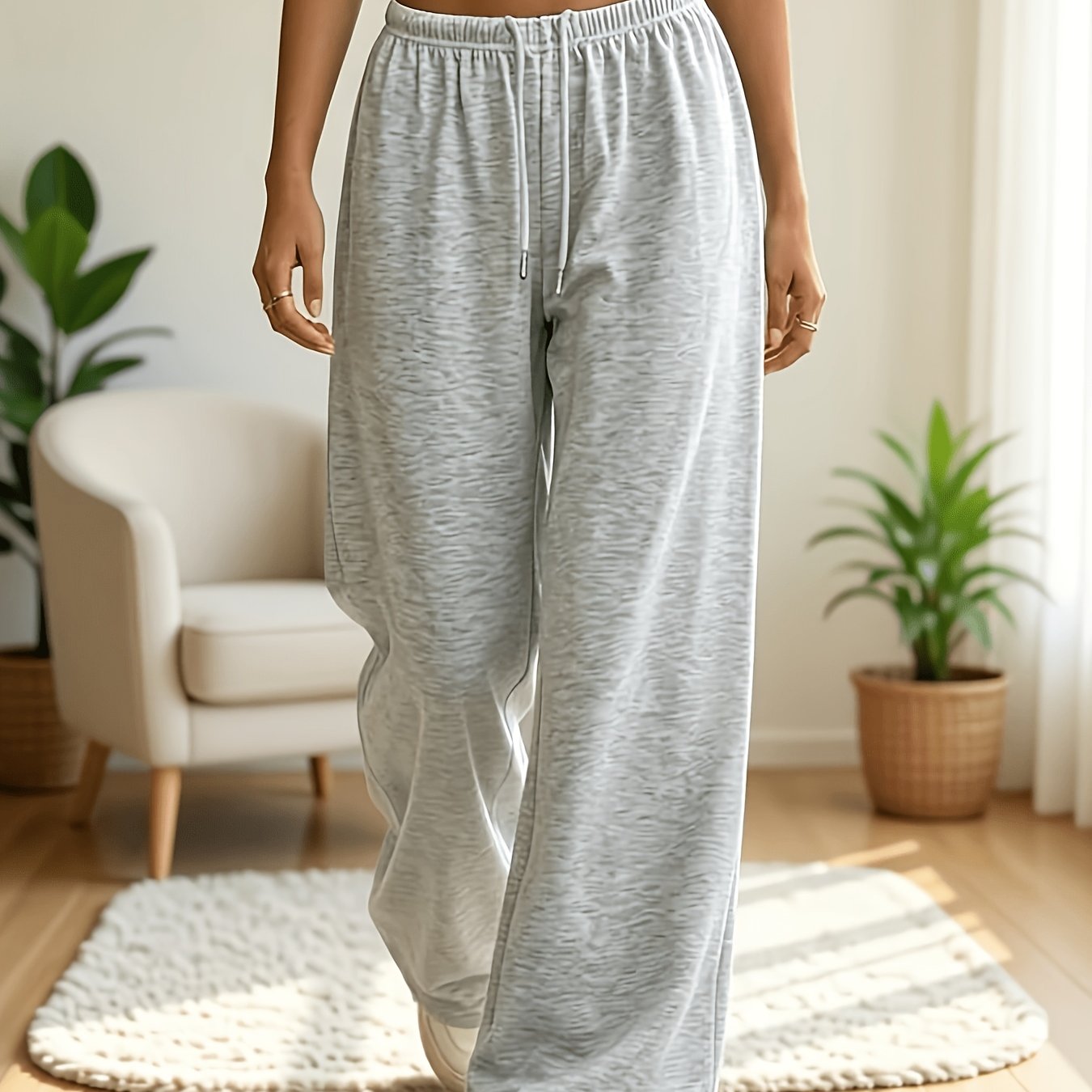 TEMU FKKK668 Pantalon Long Y pour Femme, Pantalon Large d'Automne/Hiver à Cordon de Serrage, Pantalon Décontracté