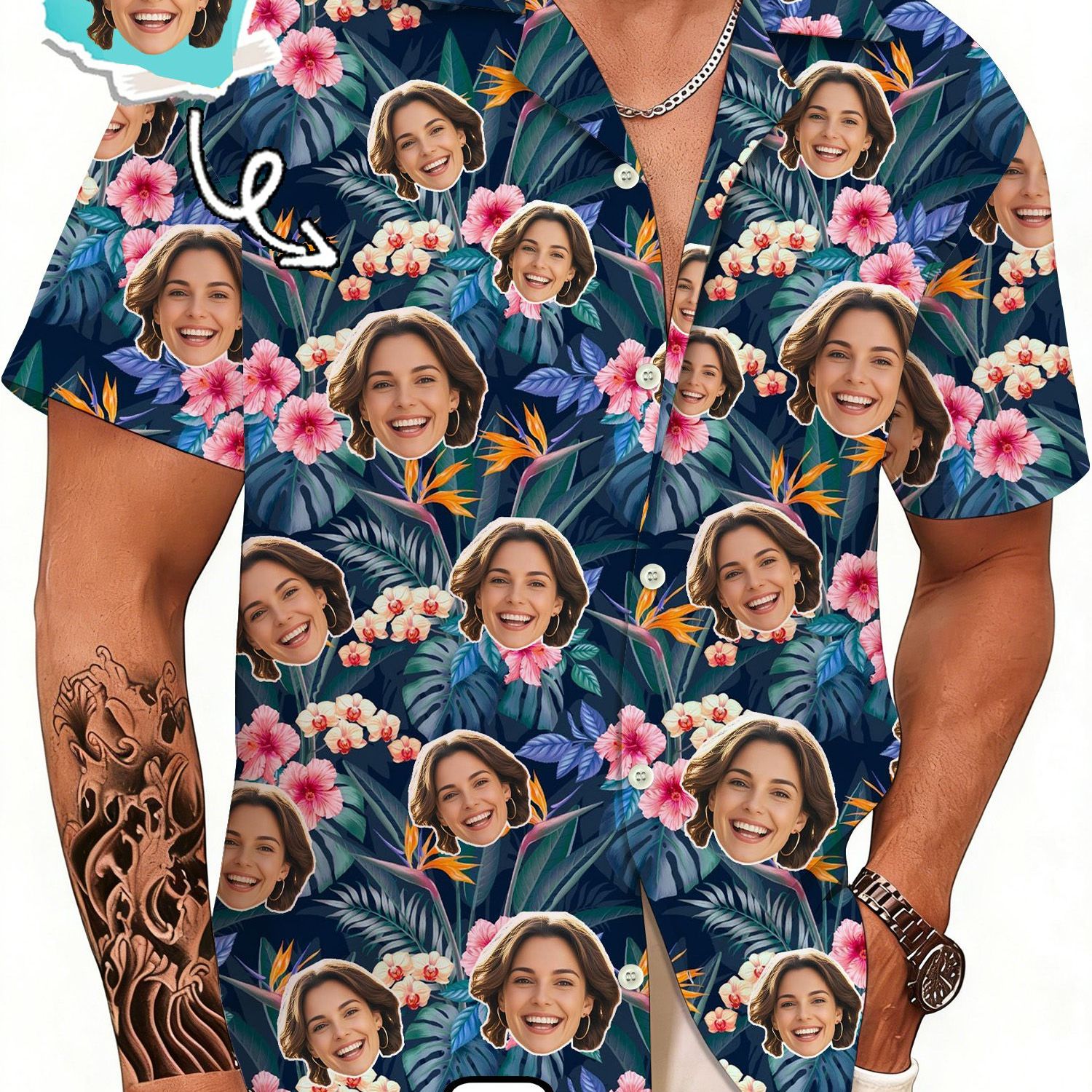 TEMU Custom Hawaiian Shirt With Personalized Face, Short Sleeve Shirt For Dates, Beach Vacations, Unisex, Bachelor Party Shirt,