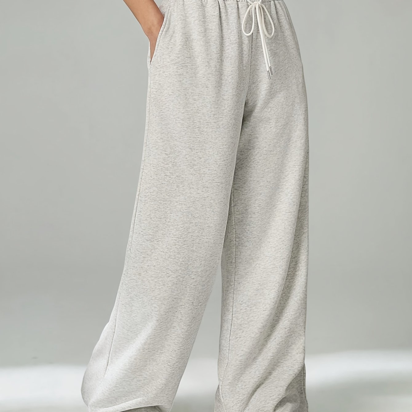 TEMU Women's Autumn Winter High Waist Elastic Waist Loose Wide Leg Pants