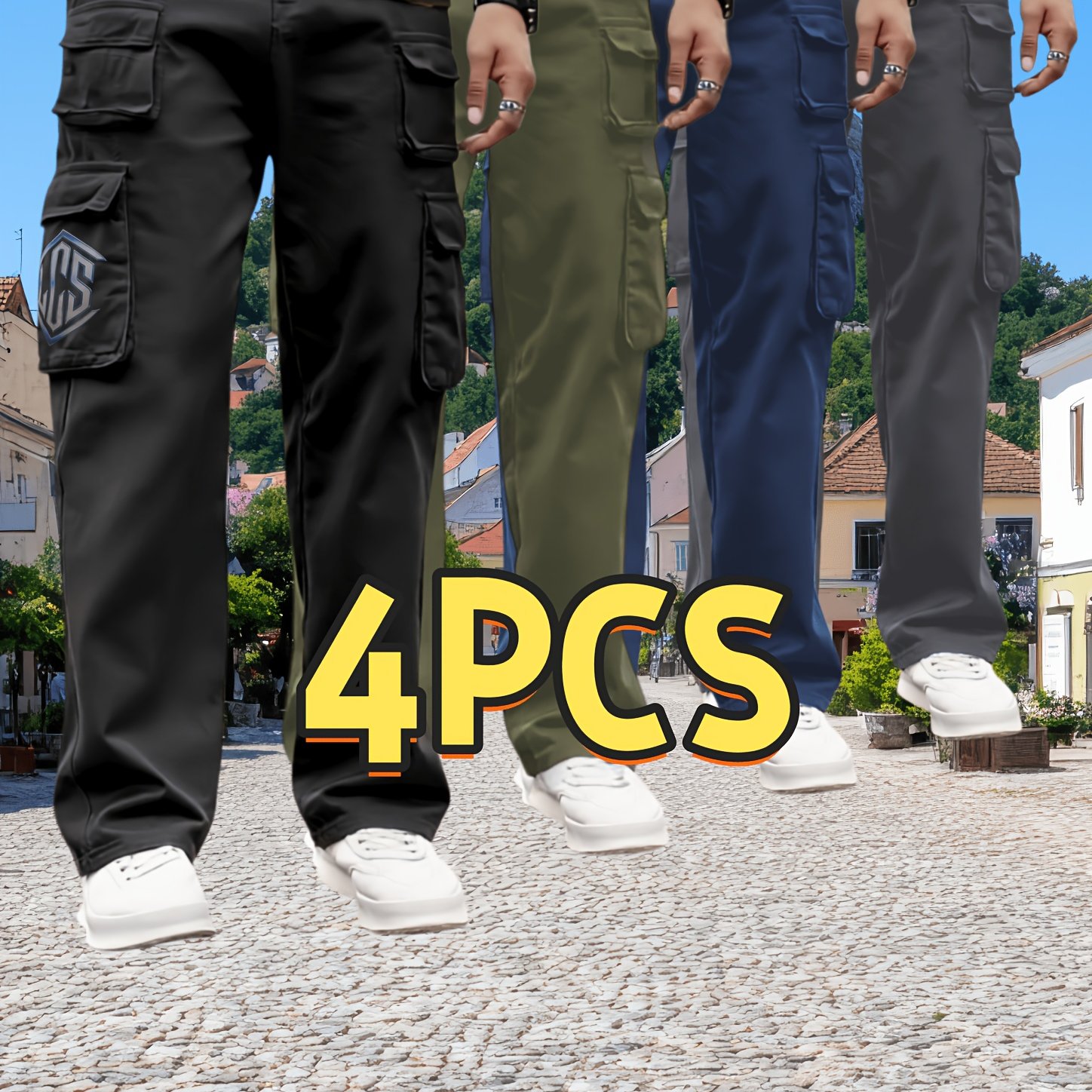 TEMU 4pcs Men's Multi-pocket Cargo Pants