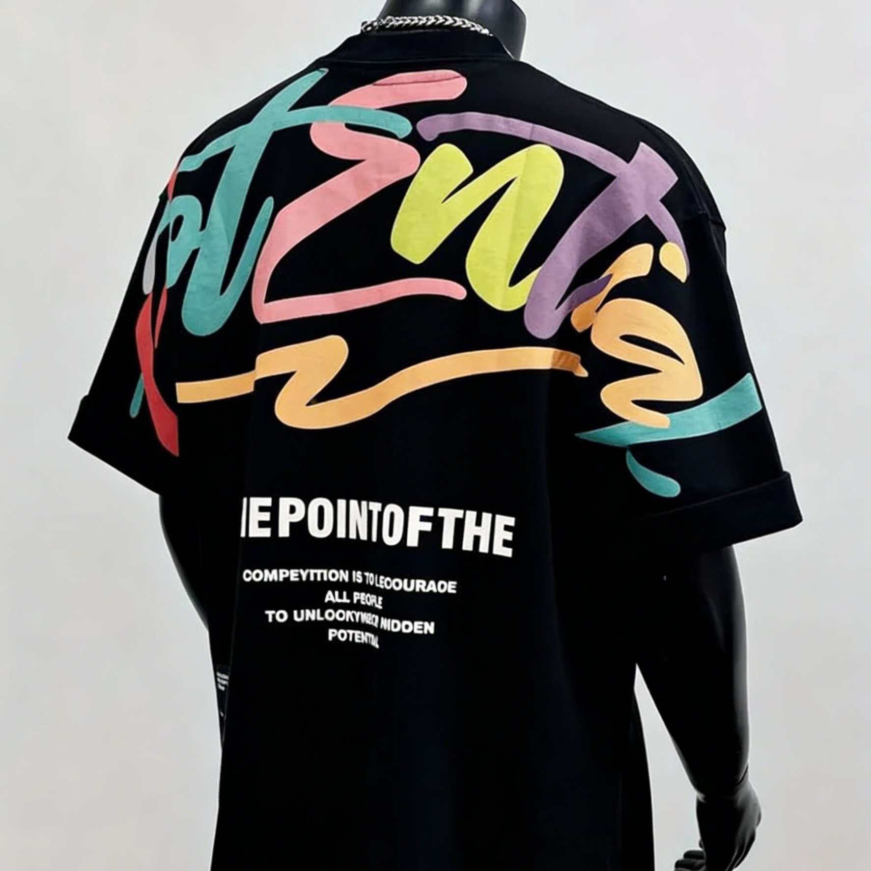 TEMU [printed Design Not Textured] Men's Streetstyle Printed Shortsleeve T-shirt Featuring A Combined Design Of Artistic Fonts And Inspirational