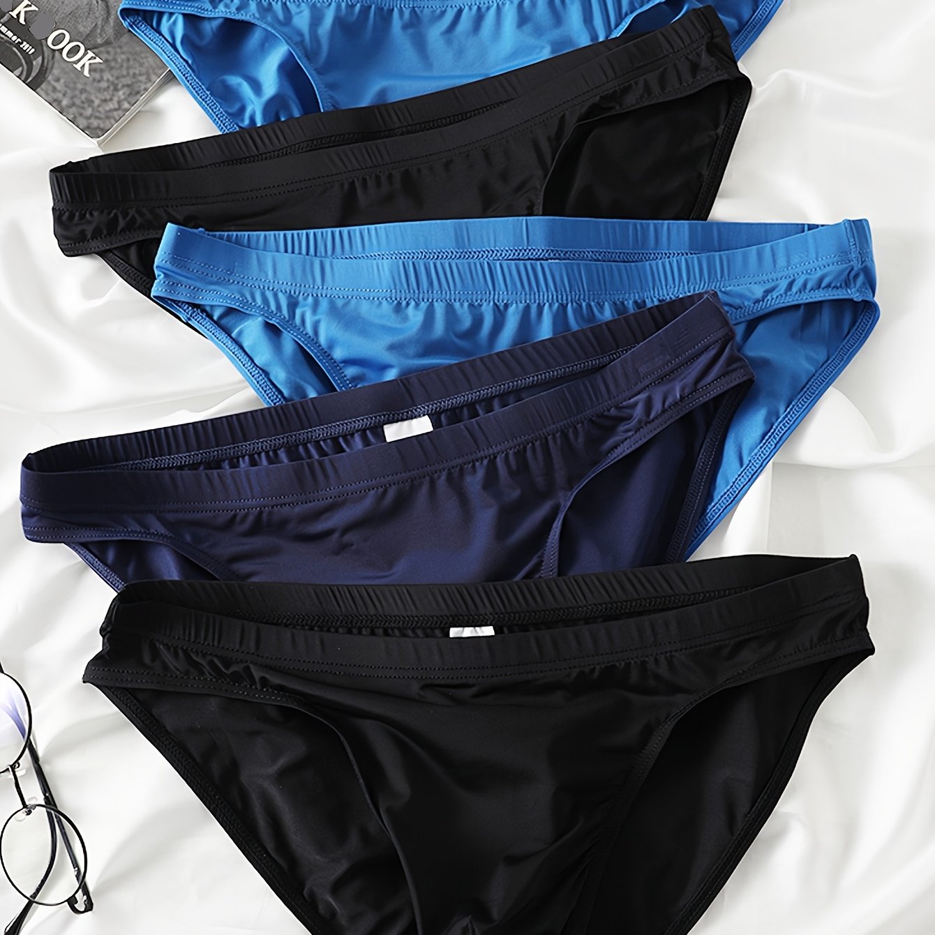 Image of 5pcs Men's Underwear Briefs Are Thin And Elastic, Breathable And Comfortable In Summer, Slim, Solid Color And Dark, Plus Size Underwear To Send And Husbands Gifts
