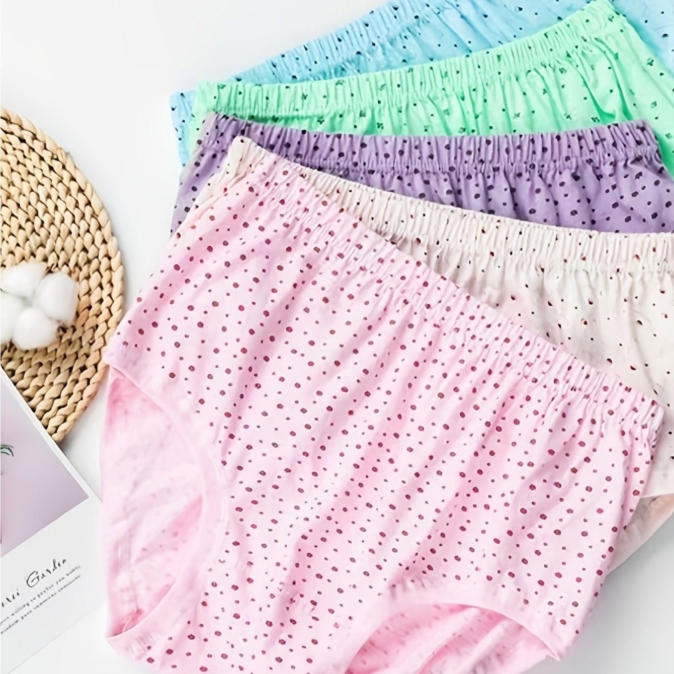 TEMU 5pcs High-waisted Plus-size Cotton Panties For Middle-aged And Elderly Mothers, Loose-fit Shorts For Grandmothers And Seniors, Random Colors