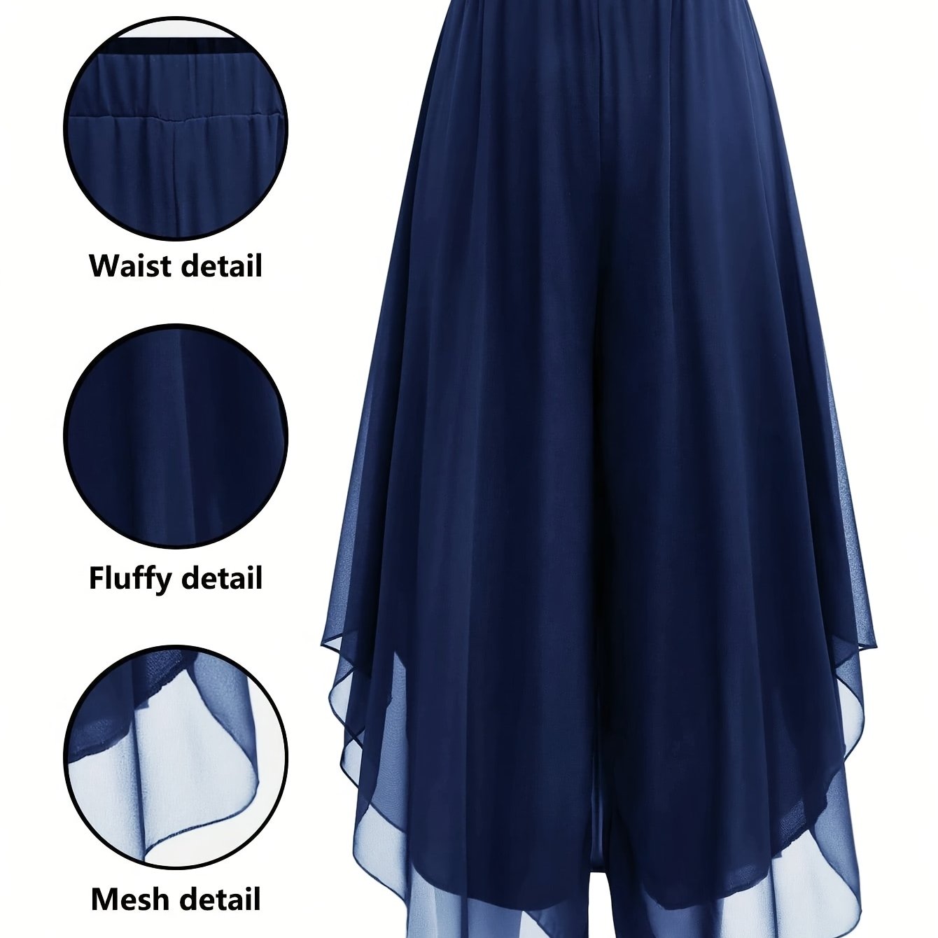 TEMU Casual Chiffon Asymmetrical Flared Pants