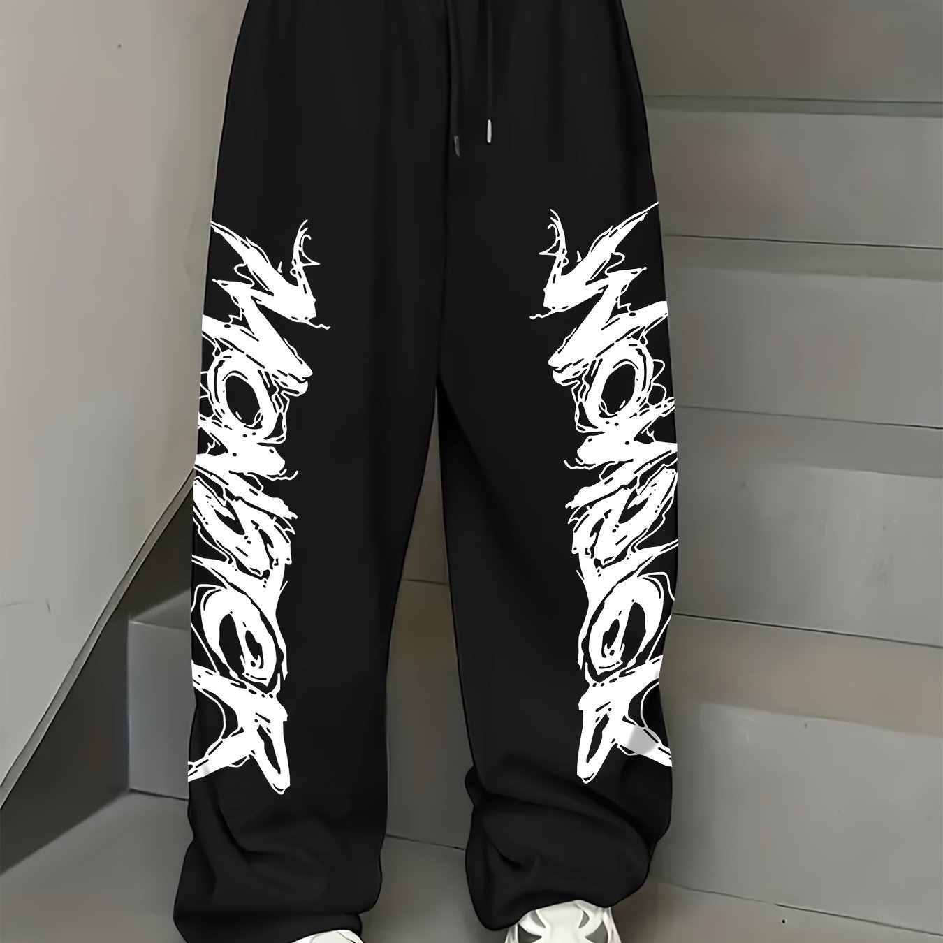 TEMU Women's Personalized Letter Sports Sweatpants Elastic Straight Leg Sweatpants