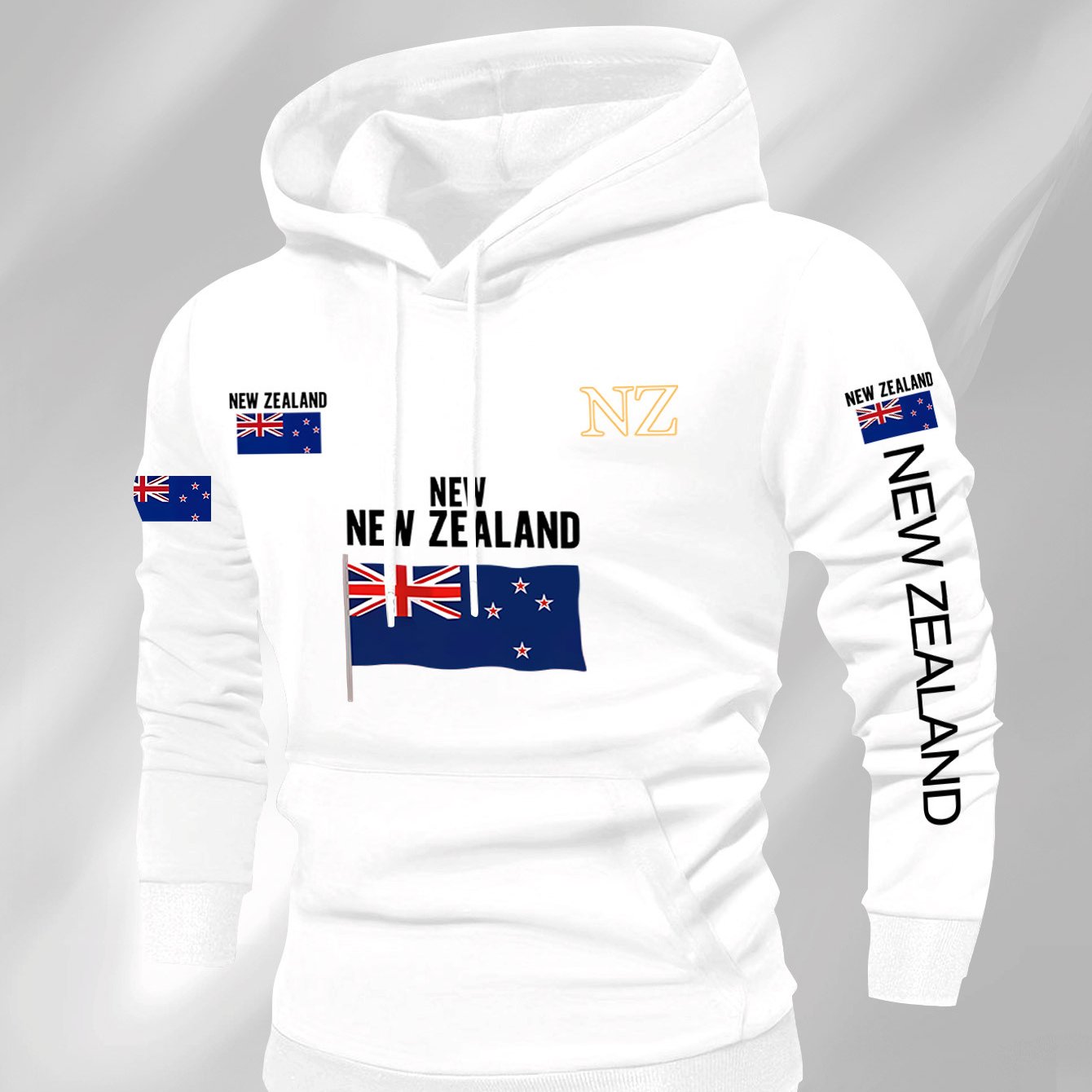 TEMU New Zealand Nz Logo Hooded Sweatshirt Men Women Autumn Winter Fleece City Theme Pullover Hoodie