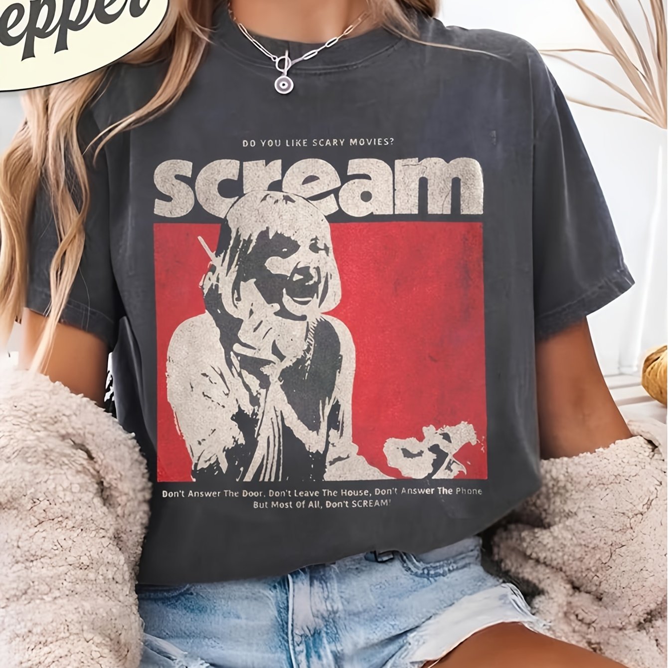Image of 2026 New Arrivals T Shirt Color S Cream Shirt Retro Horror Shirt Funny Halloween Tshirt Scaryie Graphic Tee Horror Fan Gift Unisex