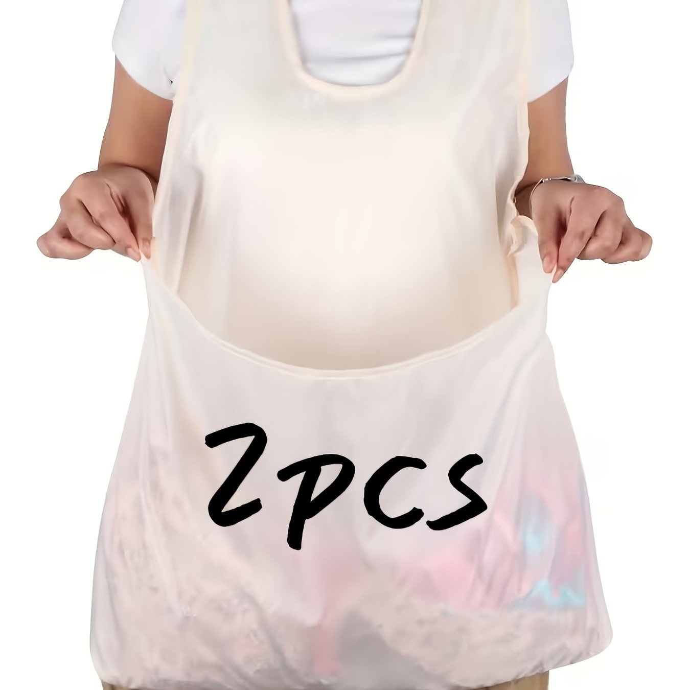 TEMU 2pcs Women's Heavy-duty Multifunctional Portable Laundry Apron With Adjustable Cross- - No Bend-over Drying Apron For Clothes, Fruit & Vegetable