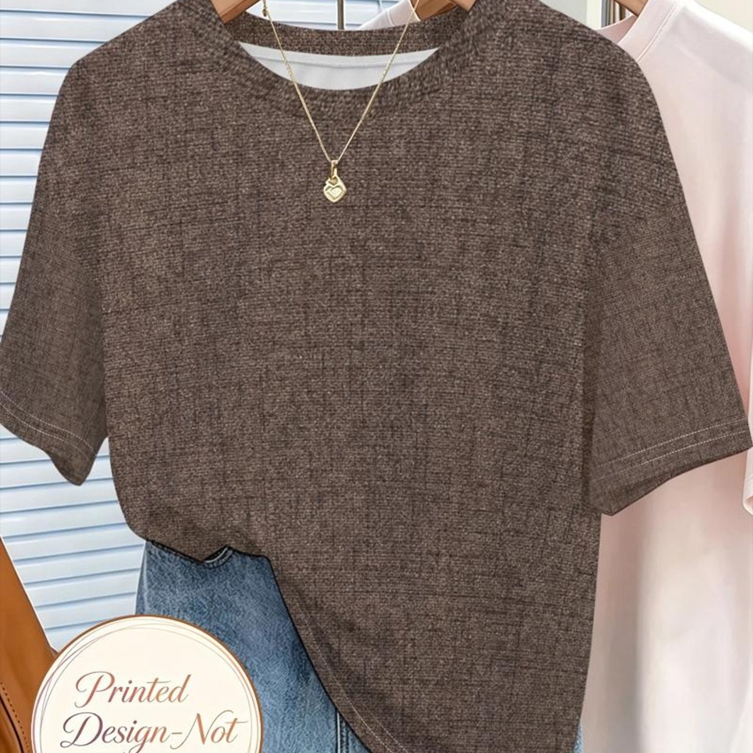 TEMU Plus Size Women's T-shirt, Mixed Colors, Multiple Sizes , Fabric, Solid Textured -gray, Casual Daily Wear, Comfortable And Breathable,