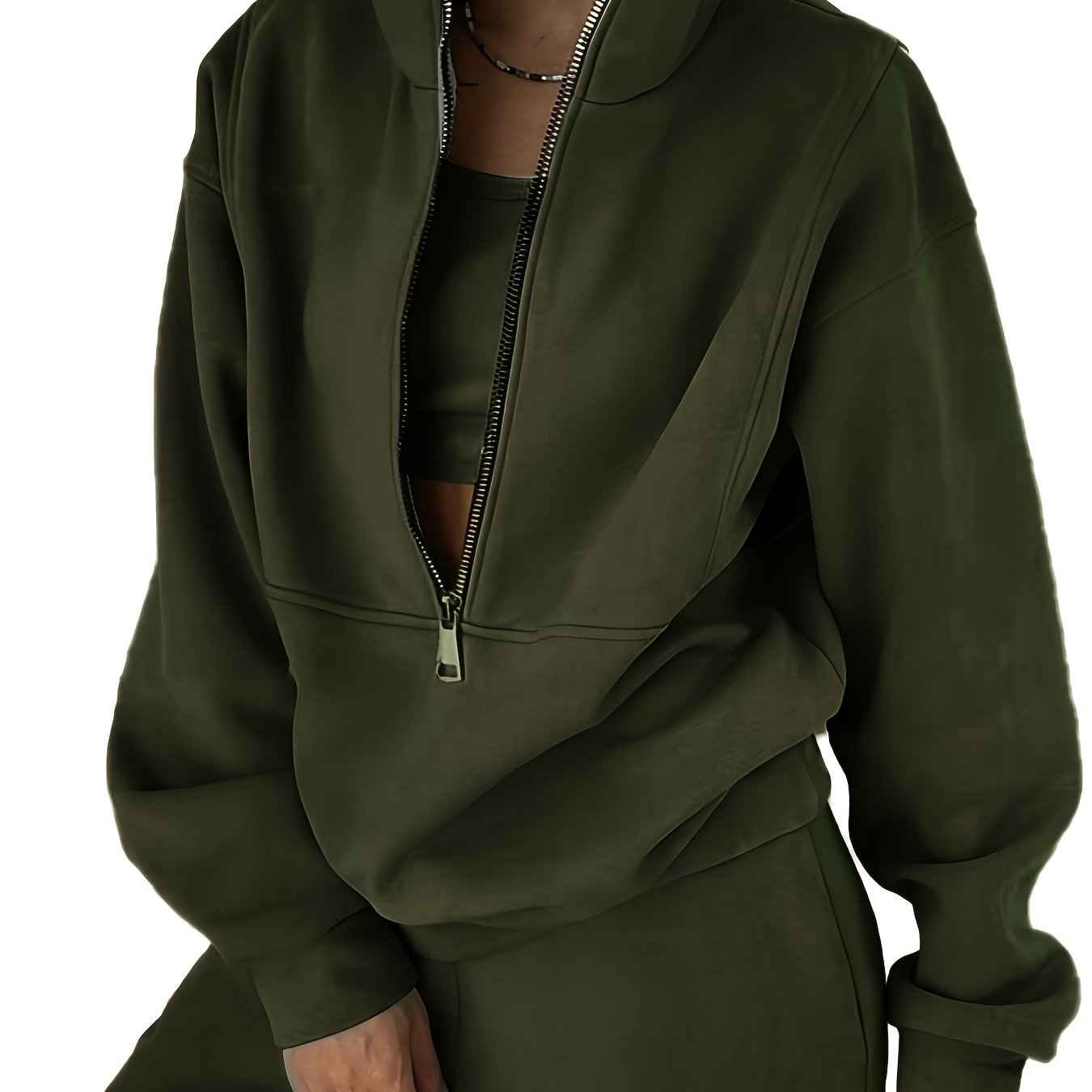 TEMU Women'-piece Set, Fleece Sweatshirt, Sporty Street Casual Fashion Set For Women