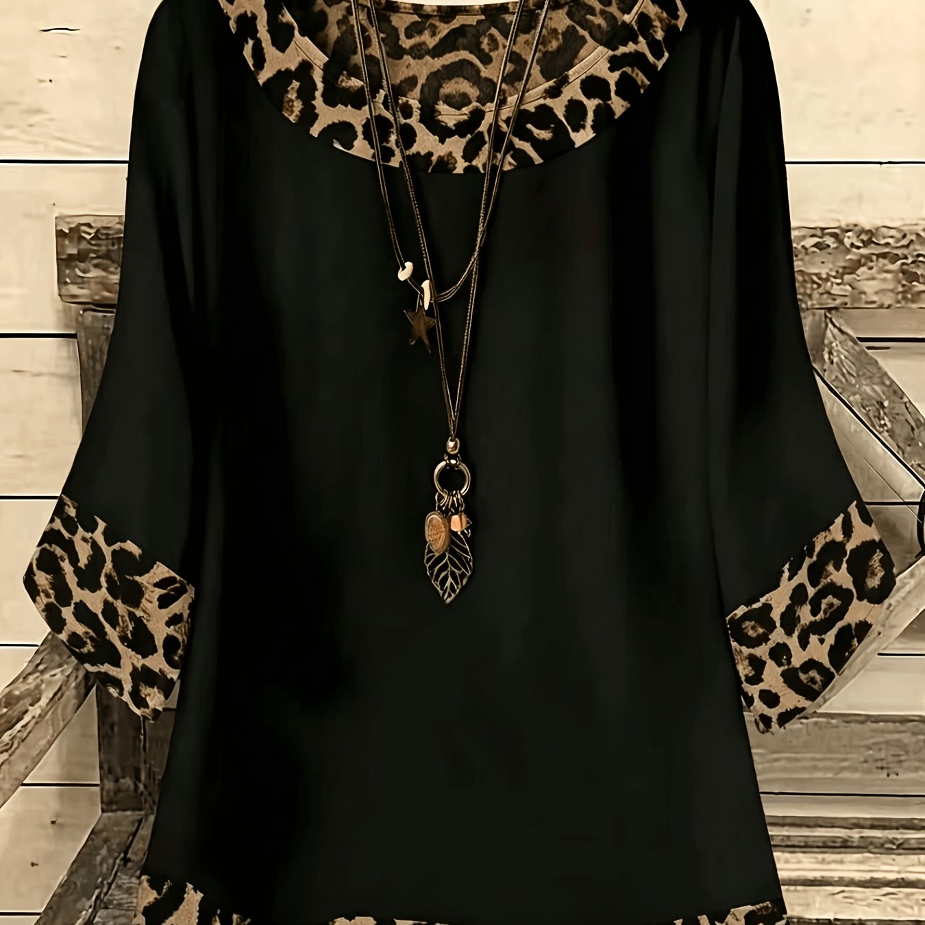 TEMU Plus Size Women's Elegant Casual Leopard Print Dress