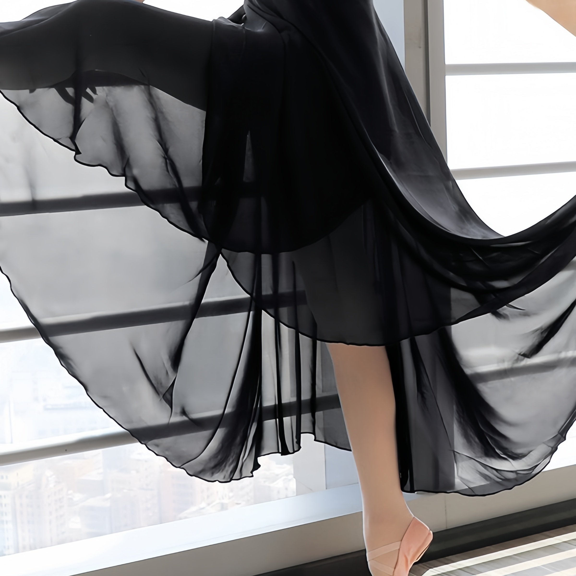 Elegant Women's Ballet Skirt - Versatile For Training & Beach Cover-up, Sheer Detail, Polyester, Machine Washable