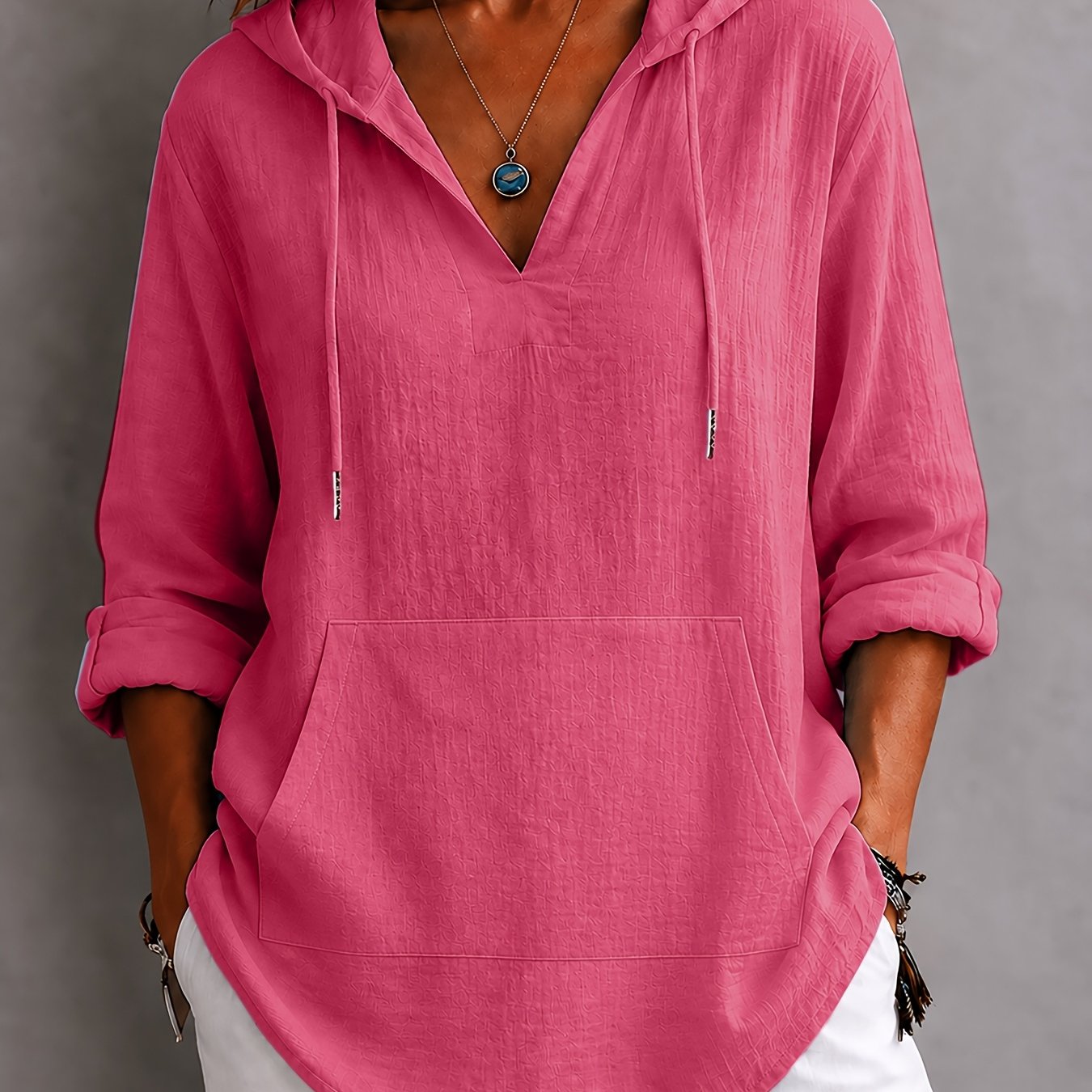 TEMU Available, Exquisite Taxi Directional Pocket Hooded Long Sleeve Style All-match Women's Shirt
