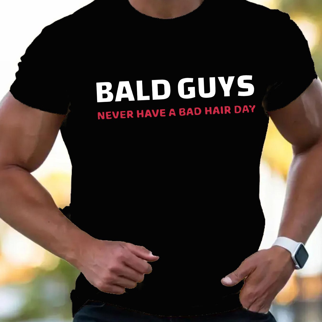 TEMU A Bad , Print, Men's Round Crew Neck Short Sleeve T-shirt, Casual Tee, Comfortable Lightweight Top For Summer