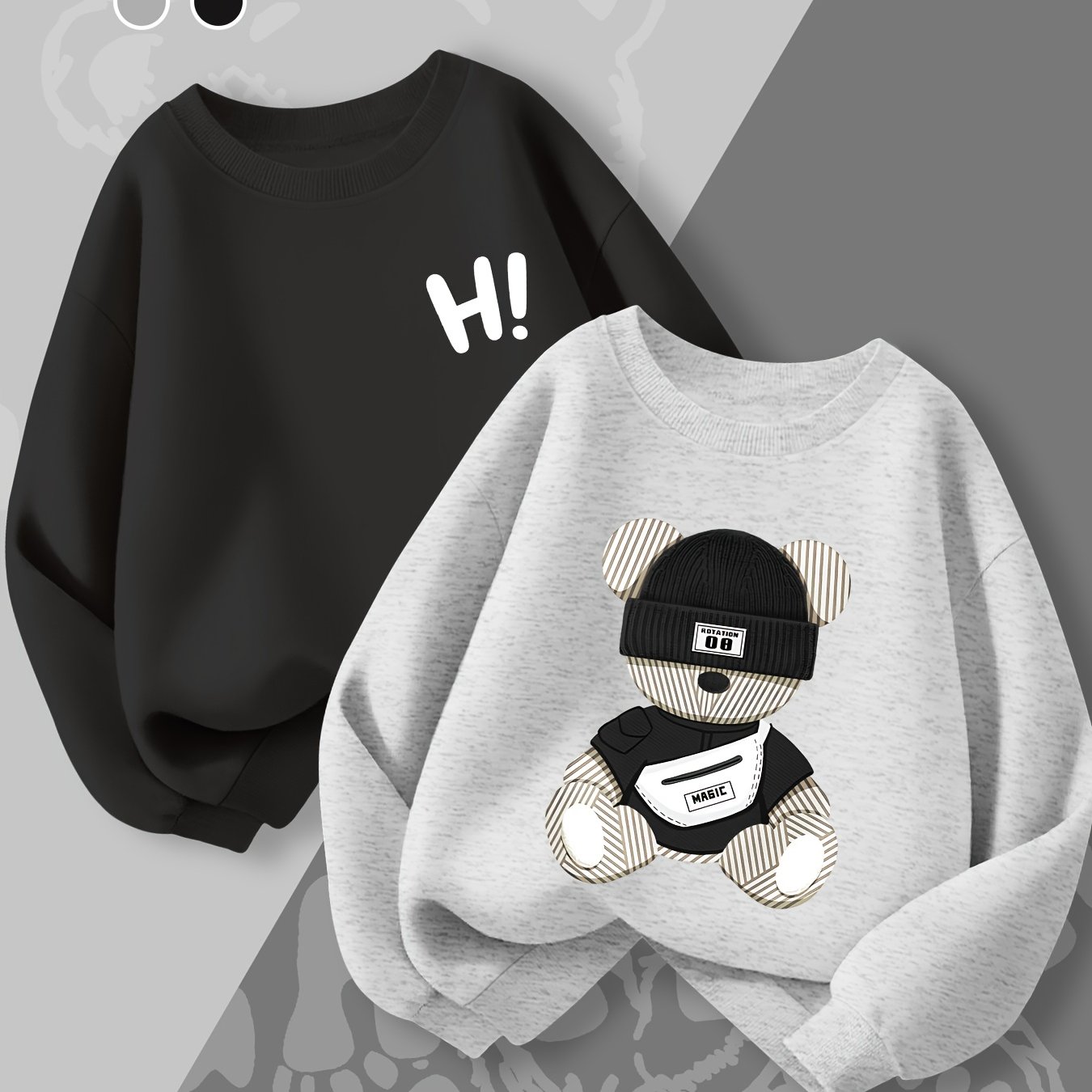 Image of Boys' 2pcs Fashion Casual Fall Long Sleeve Sweatshirt, Stylish Trendy 1 Years Old Toddler Boys Outfit, Spring Autumn Crew Neck Pullover Base Layer Top