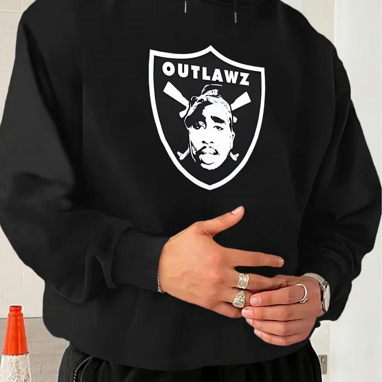 TEMU This Men's Hoodie From A Blend Of 95% And 5% Spandex, Featuring A Geometric , And Is Suitable For Wear And Autumn. The Fabric Is Elastic And