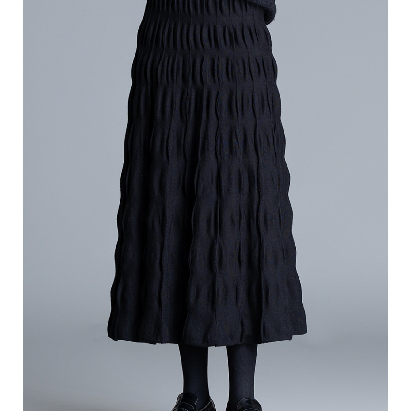 Image of Rabbit Dance Directional Black Skirt Half Skirt Women Autumn Winter High Waist Mid-length A-line Skirt 2025 New Umbrella Skirt Long Skirt