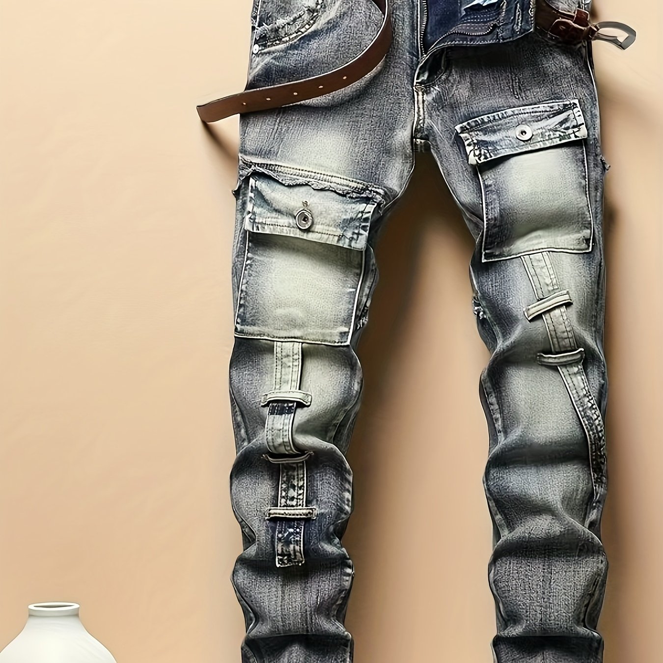 TEMU Streetwear, High-end Men's , Stretch Slim Fit Fashionable Men's Jeans