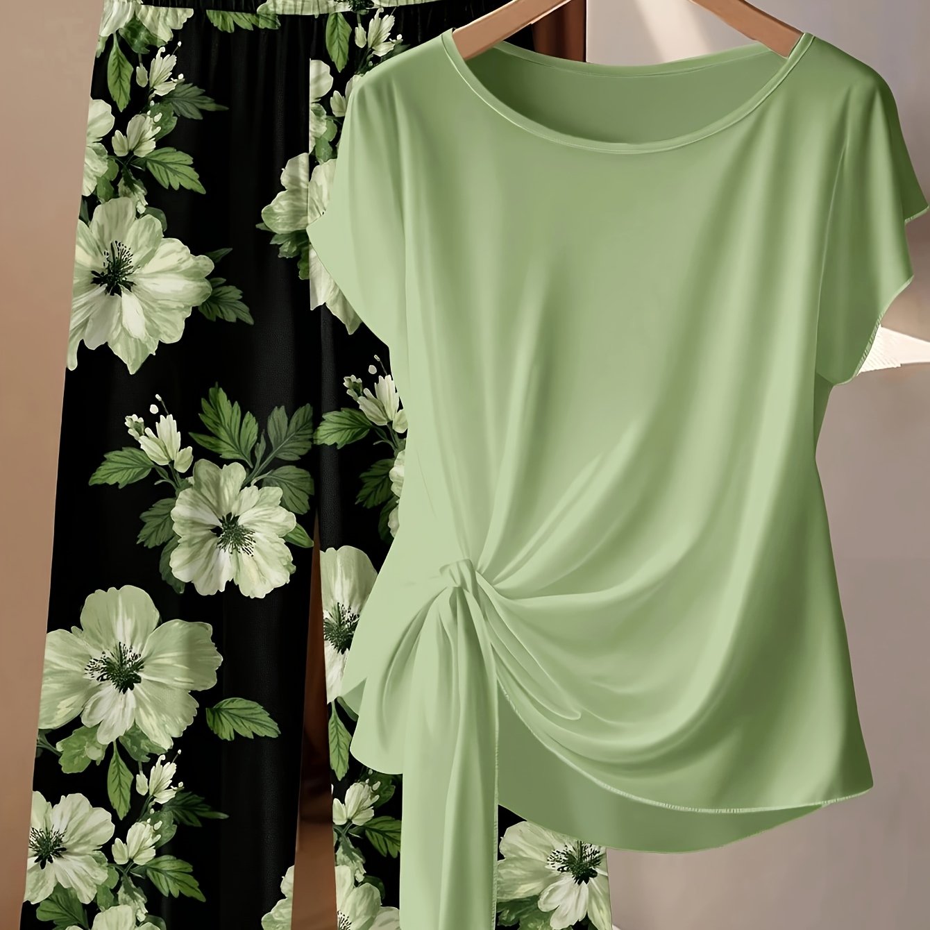 TEMU Women's Fashionable Casual Popular Floral Print Pants Set