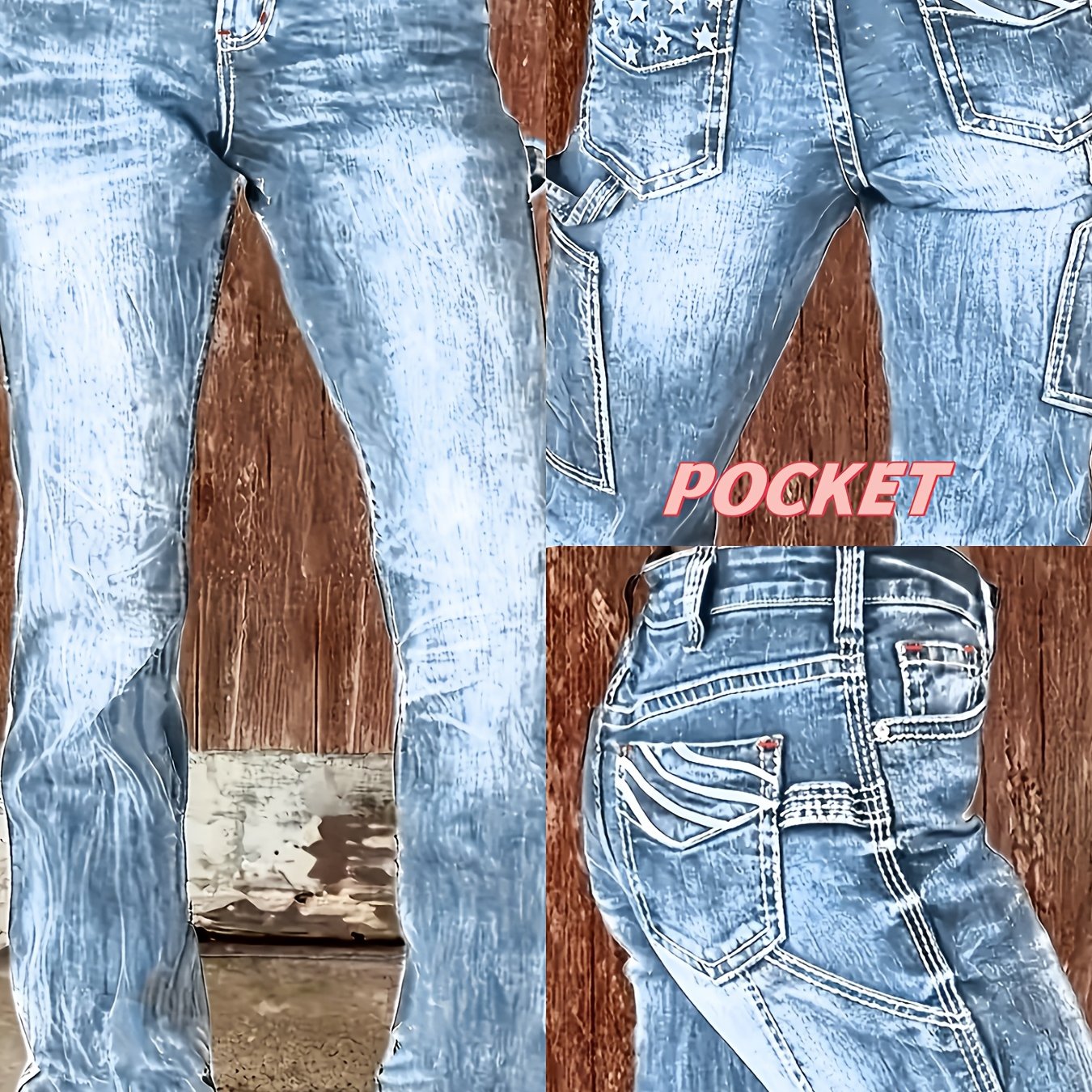 High-waist Star Embroidered 'bigger Pockets'. Heavy Craft Wash. Fried Snowflake. Multi-. Flower. Stretch Flared Pants Denim Jeans