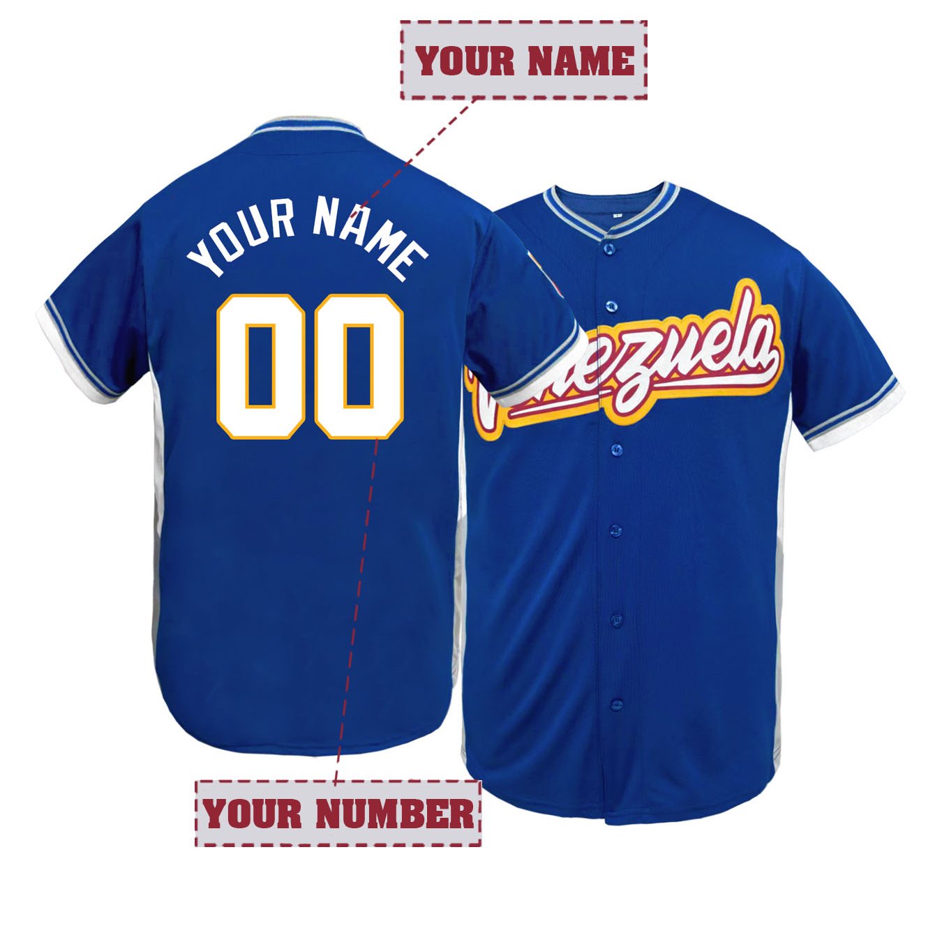 TEMU Camiseta de béisbol bordada para hombre, de manga corta, corte holgado, transpirable, con cuello en V y diseño personalizado de y número,