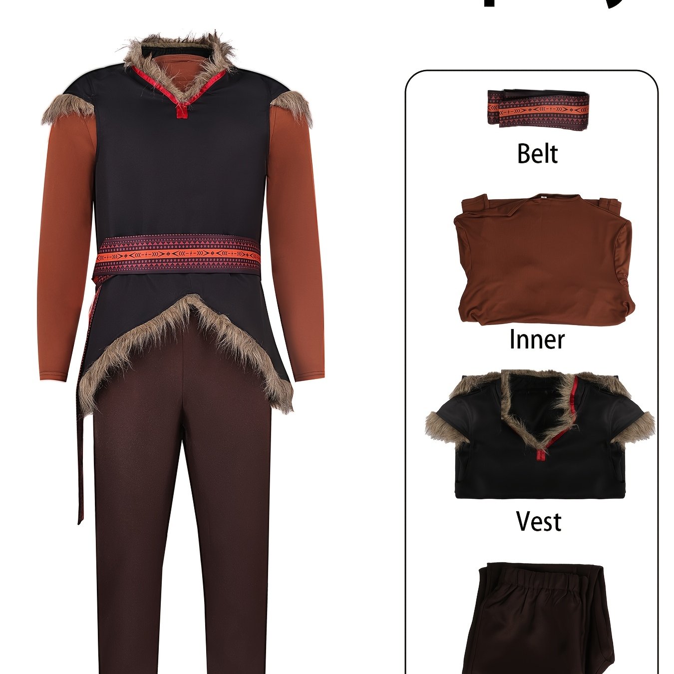 TEMU Ensemble de cosplay de rôle de jeu d'anime rétro western, costume de performance vintage médiéval, costume de cosplay de pièce de de convention