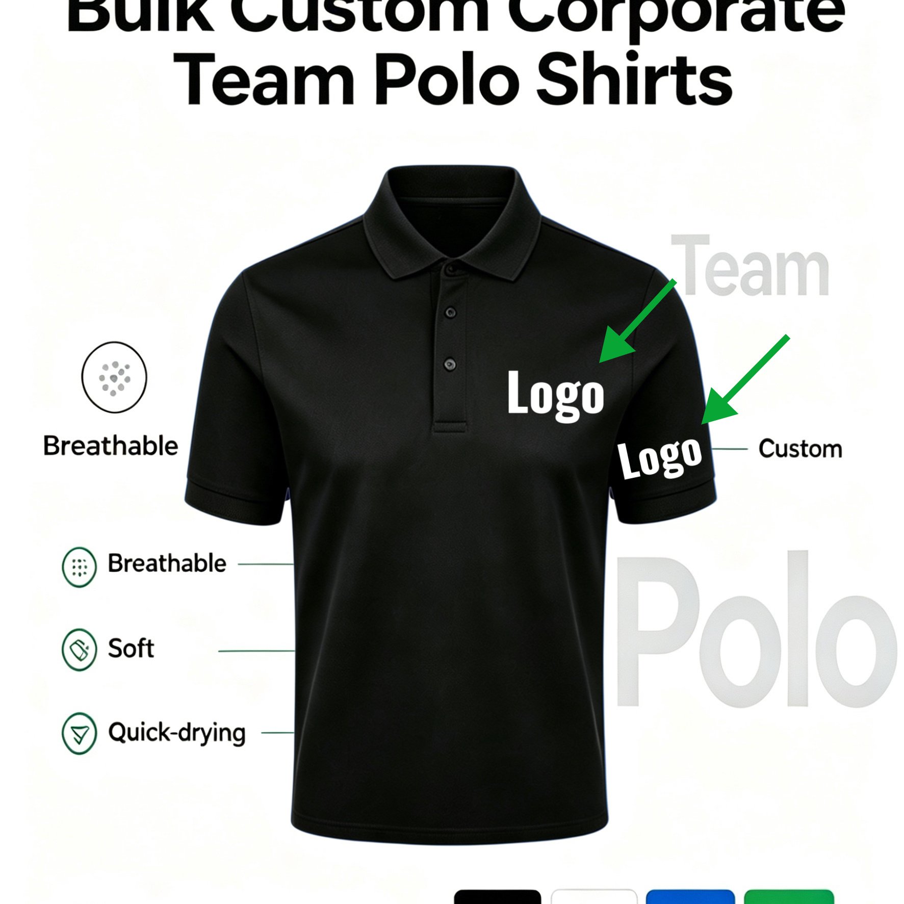 TEMU Camicie POLO da personalizzate all'ingrosso per aziende e gruppi - Stampa di testo personalizzato, logo, motivo, motivo personalizzato, camicie