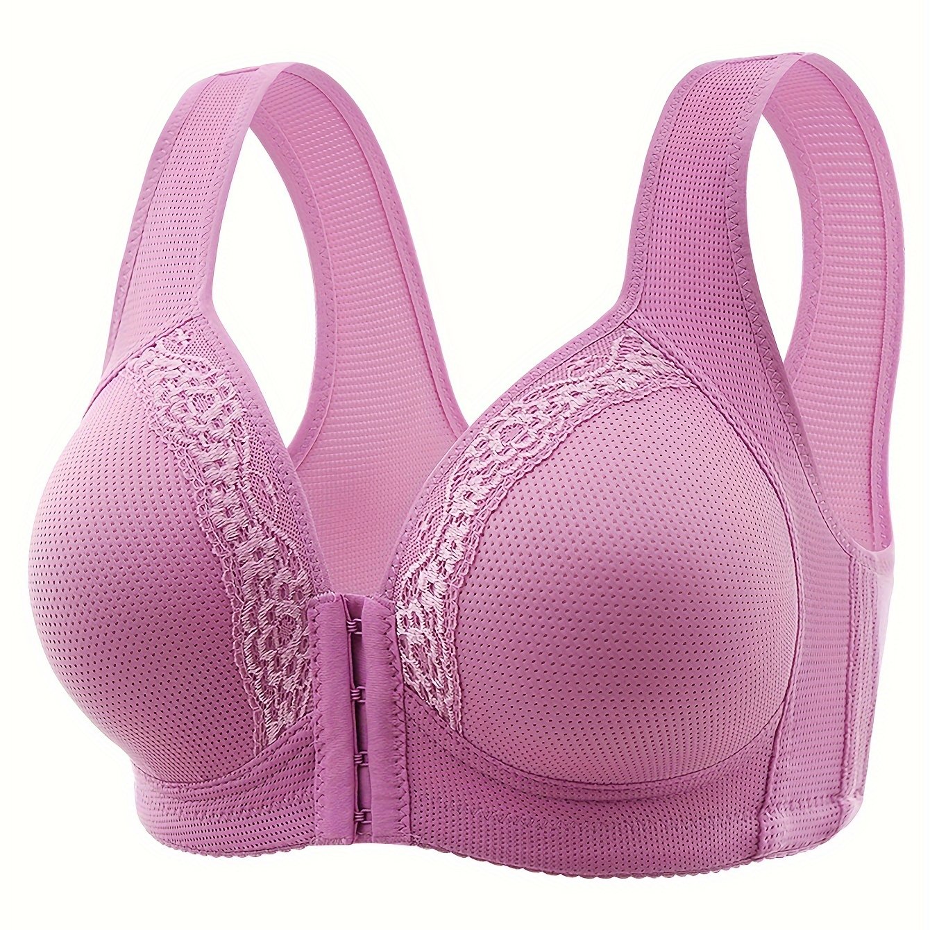 Contrast Mesh Wireless Bras Comfy Breathable Full Coverage - Temu