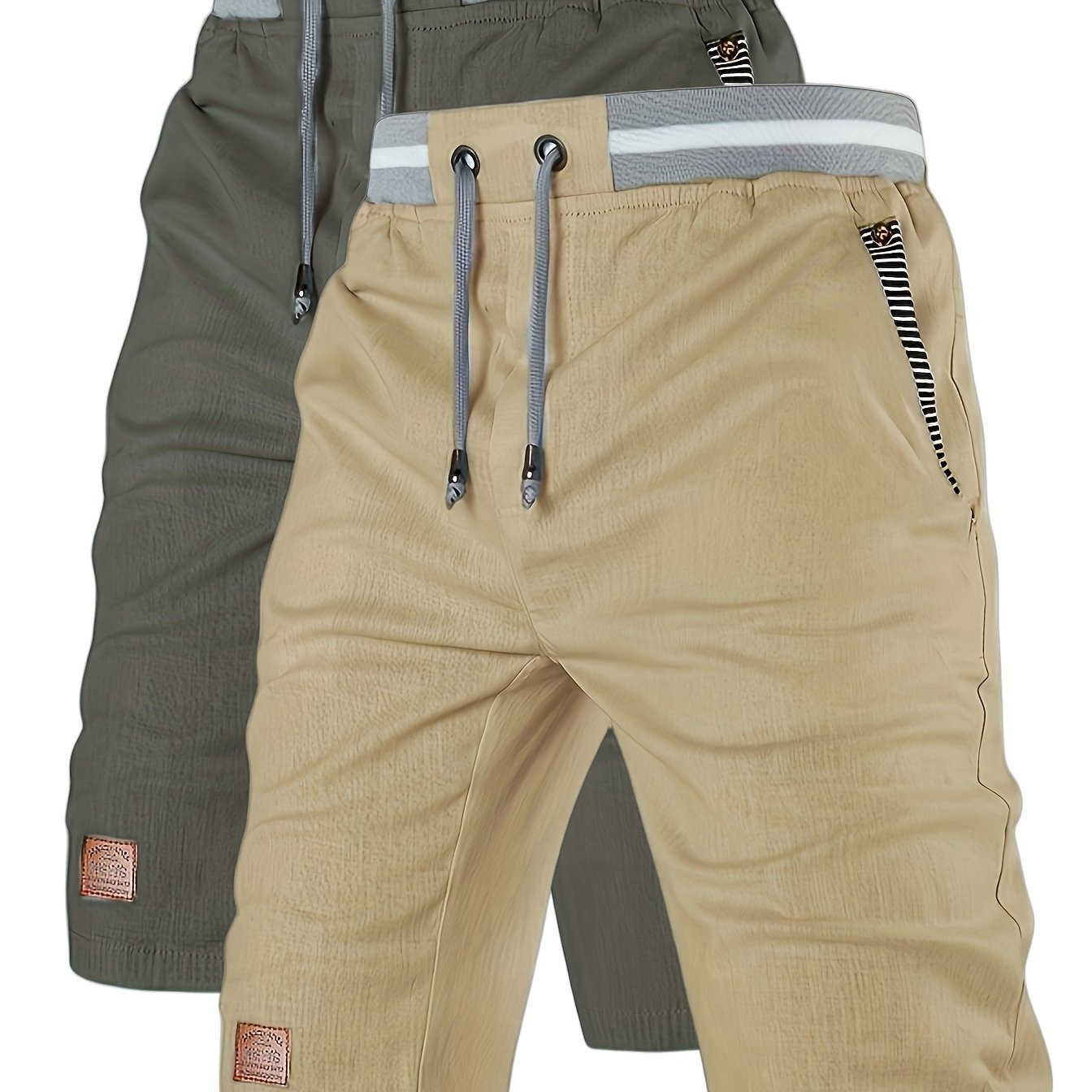 TEMU Set Of Two, Shorts For Men With Drawstring Waist, Made From Lightweight Fabric, Suitable For Casual Wear, Beach Or Outdoor Activities, Featuring
