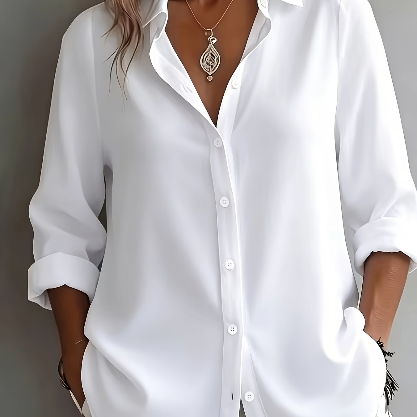 TEMU Women's Elegant Top, Loose Casual Shirt, Leisure Literary Style, And Covering Daily Temperament Style, Loose Fit Breathable Comfortable Lazy