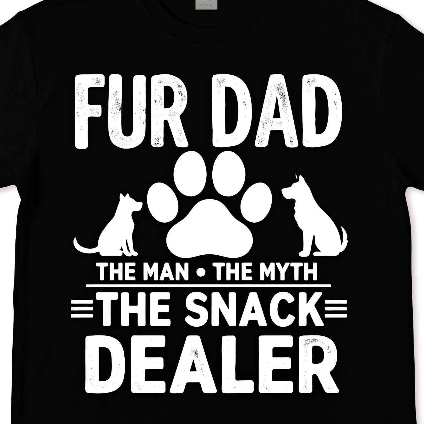 TEMU Funny Faux Fur Dad The For Man Dealer Tshirt Pet Dad Gift With Black With White Text Regular Fit Short Sleeve Tee For Fathers Day Birthday