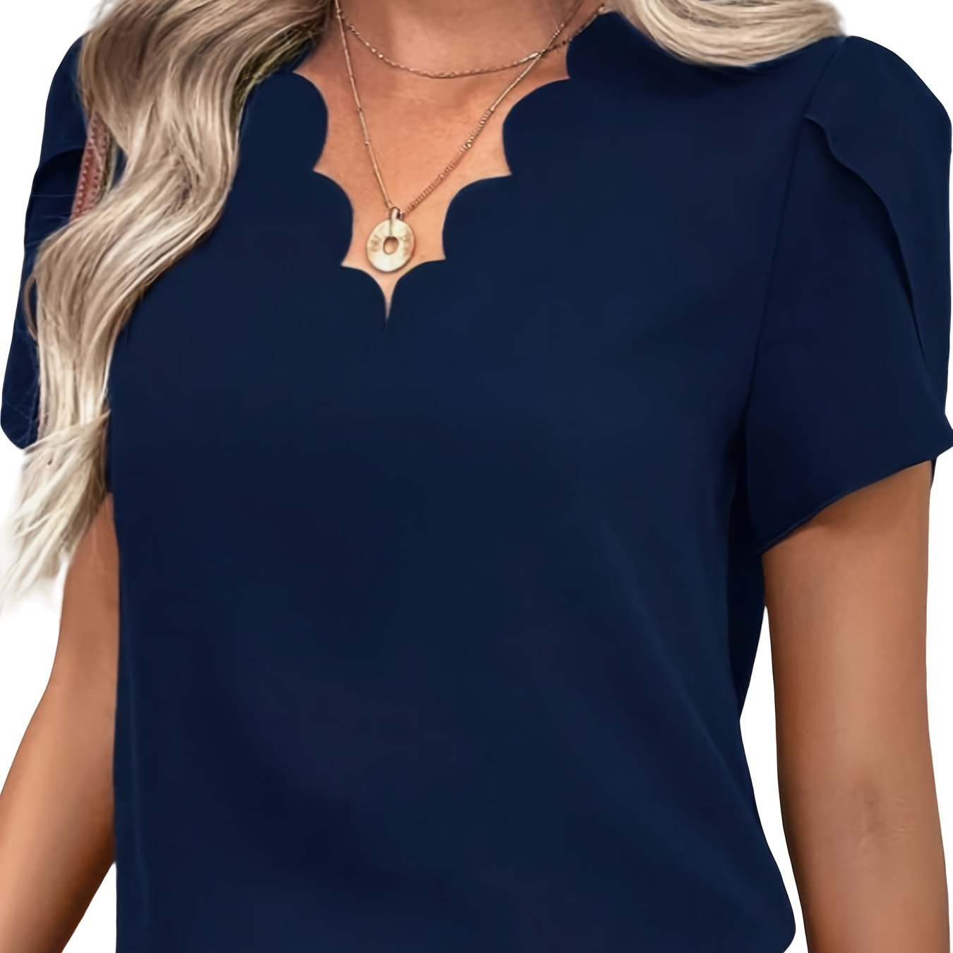 Women's Fashion Solid Color Casual Lace Collar Edge