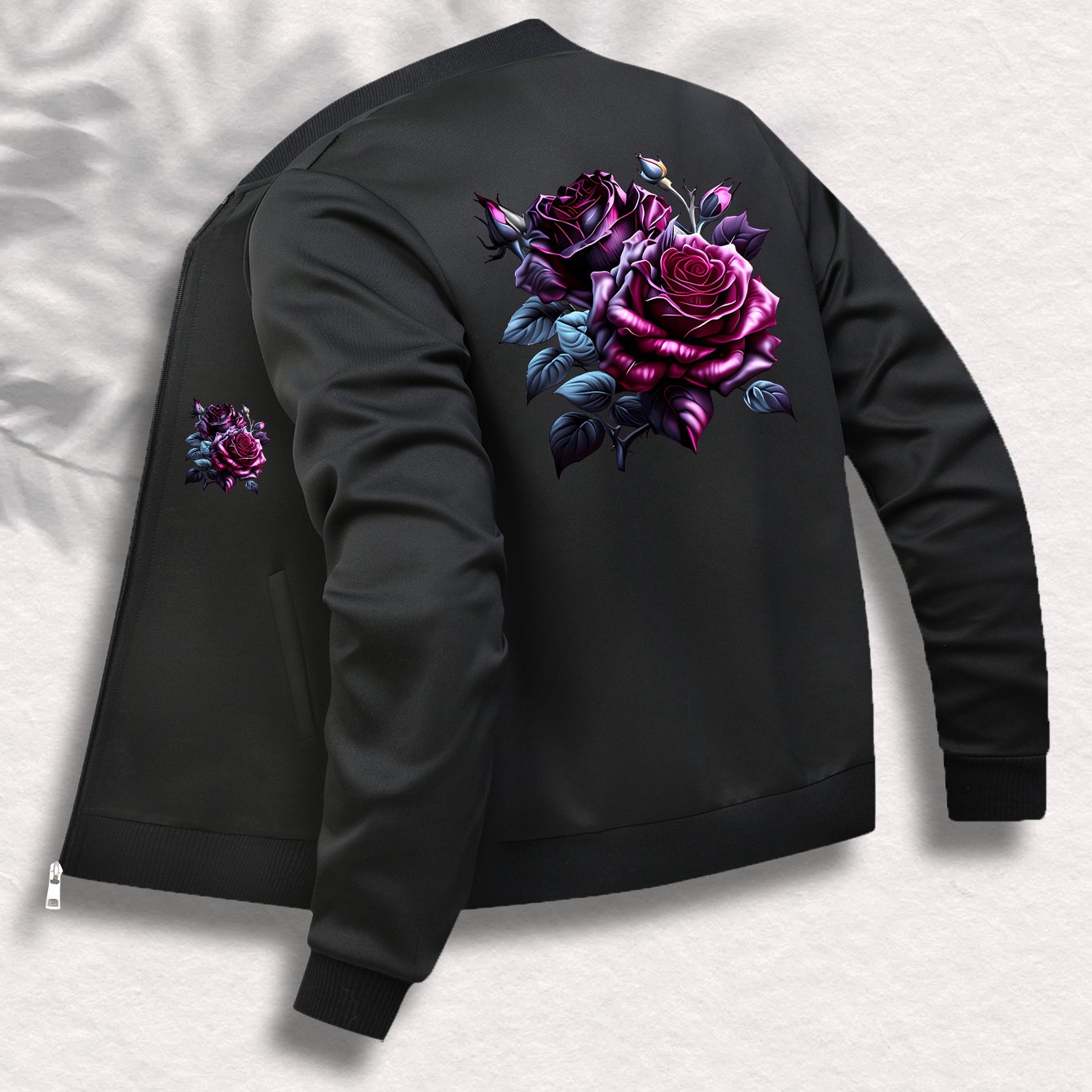 TEMU Women's Casual Polyester Sporty Leisure Jacket With Print Pattern, Baseball Collar, Stretch, Zipper Front Opening, Pockets, Elegant Long-sleeve