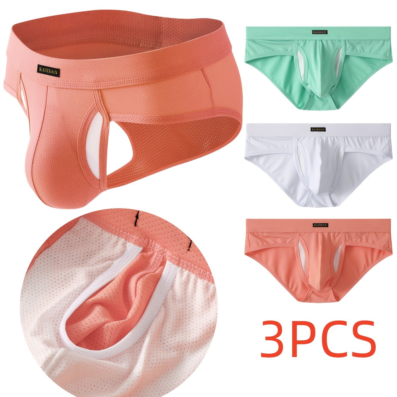 TEMU Halloween Gifts For Boyfriend: 3pcs Men's Briefs With Dual Side , Separate Pouch, Mesh Breathable Underwear For Home And Sport Wear