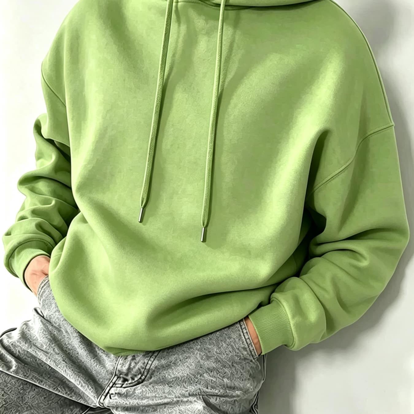 Image of Unisex -print Fleece Hoodie - Oversized, Thermal-lined Pullover For Fall/winter - Soft Street Style; Perfect For Daily Or Club Nights
